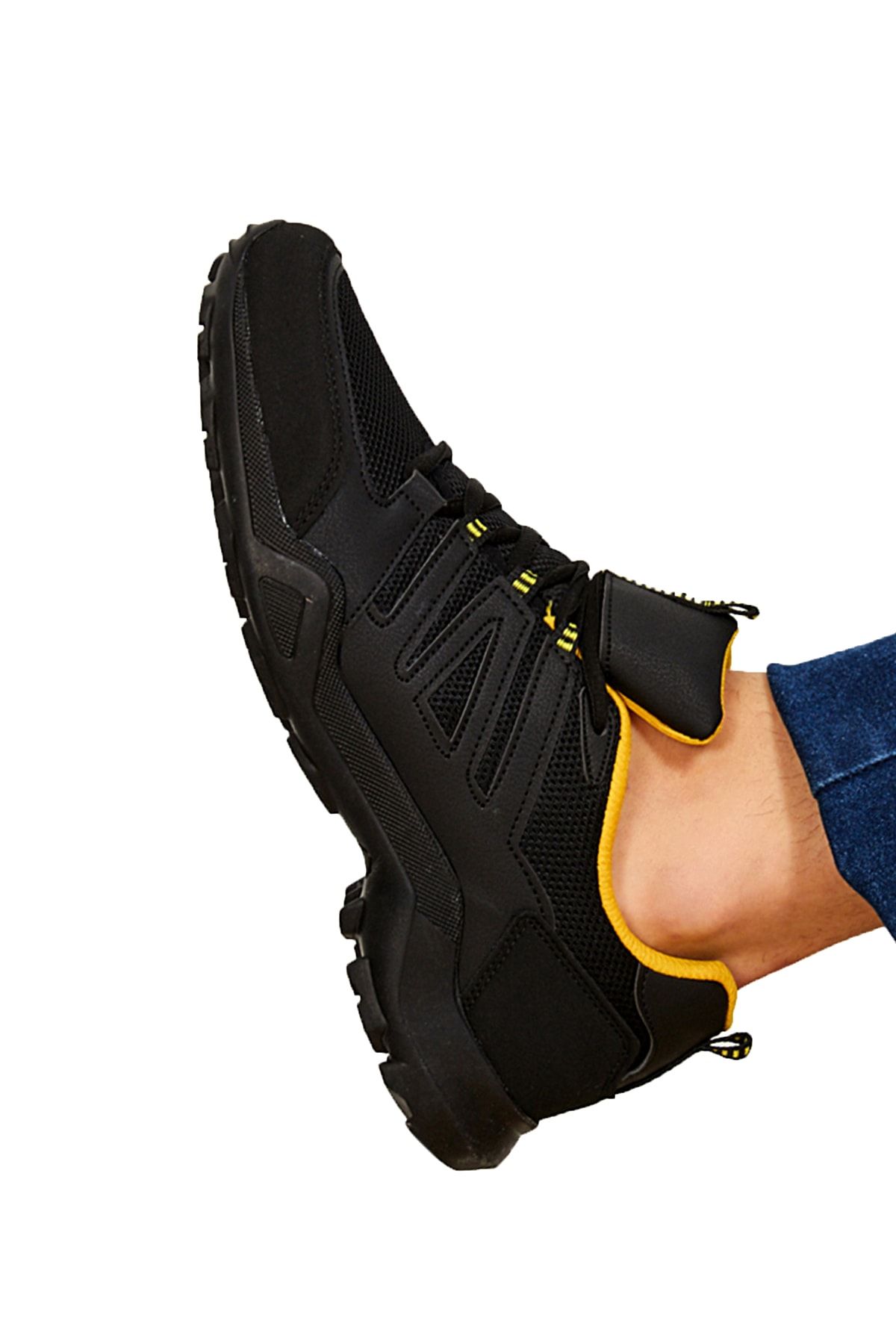 Freemax Unisex Siyah Sarı Ortopedik Konforlu Outdoor Spor Ayakkabı
