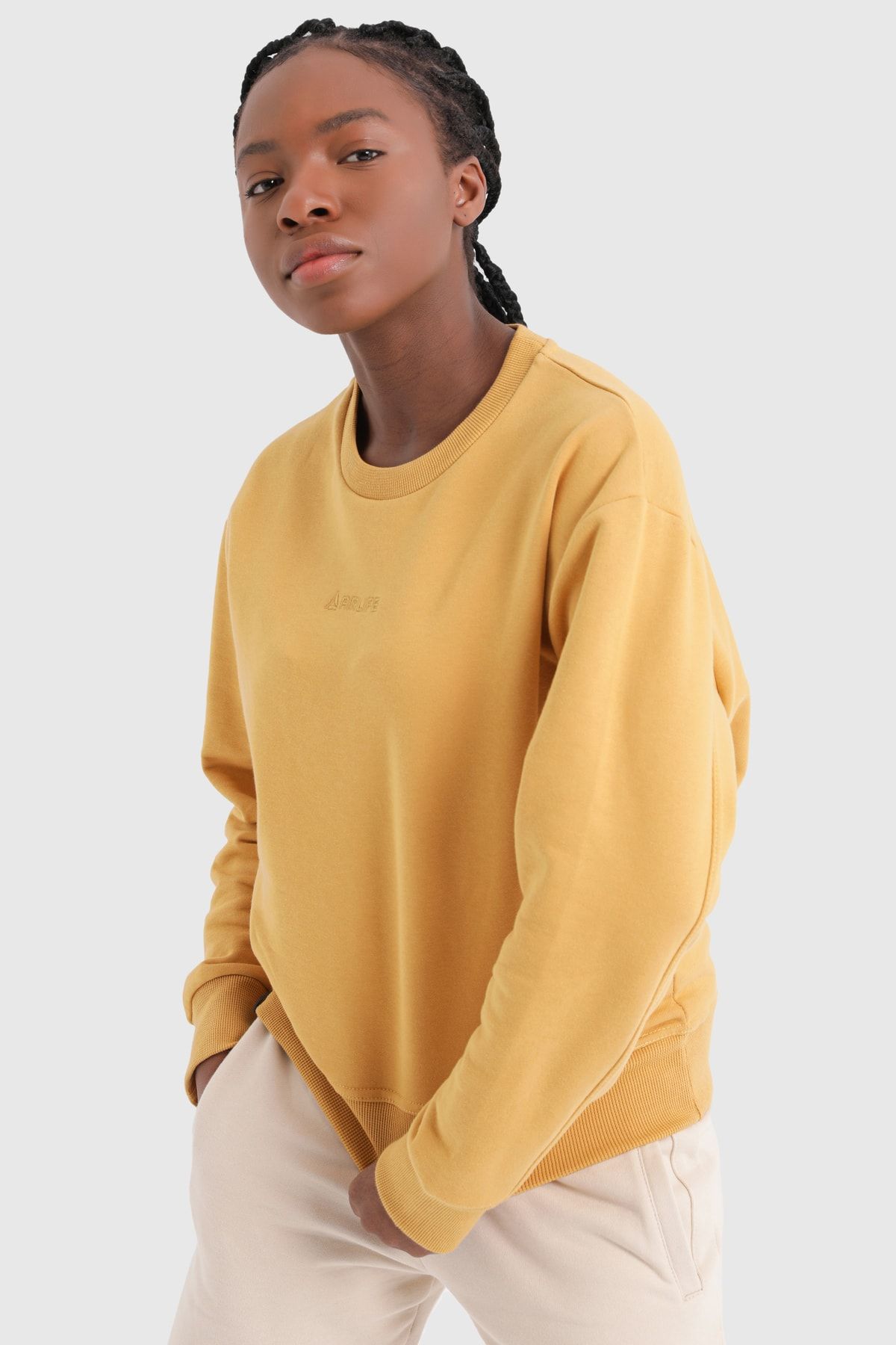 Airlife Kadın Sarı  Yünlü Basic Sweatshirt
