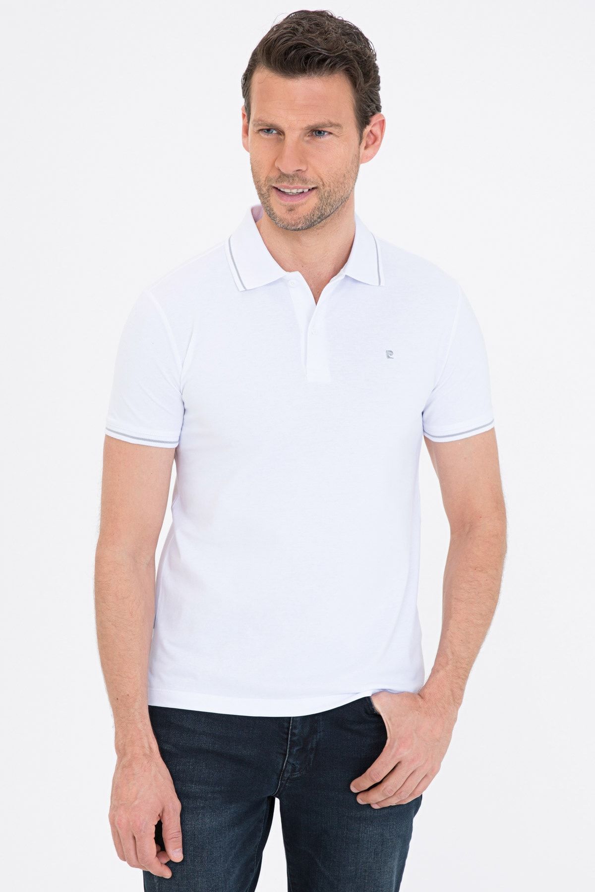 Pierre Cardin Beyaz Slim Fit Basic Polo Yaka T-Shirt
