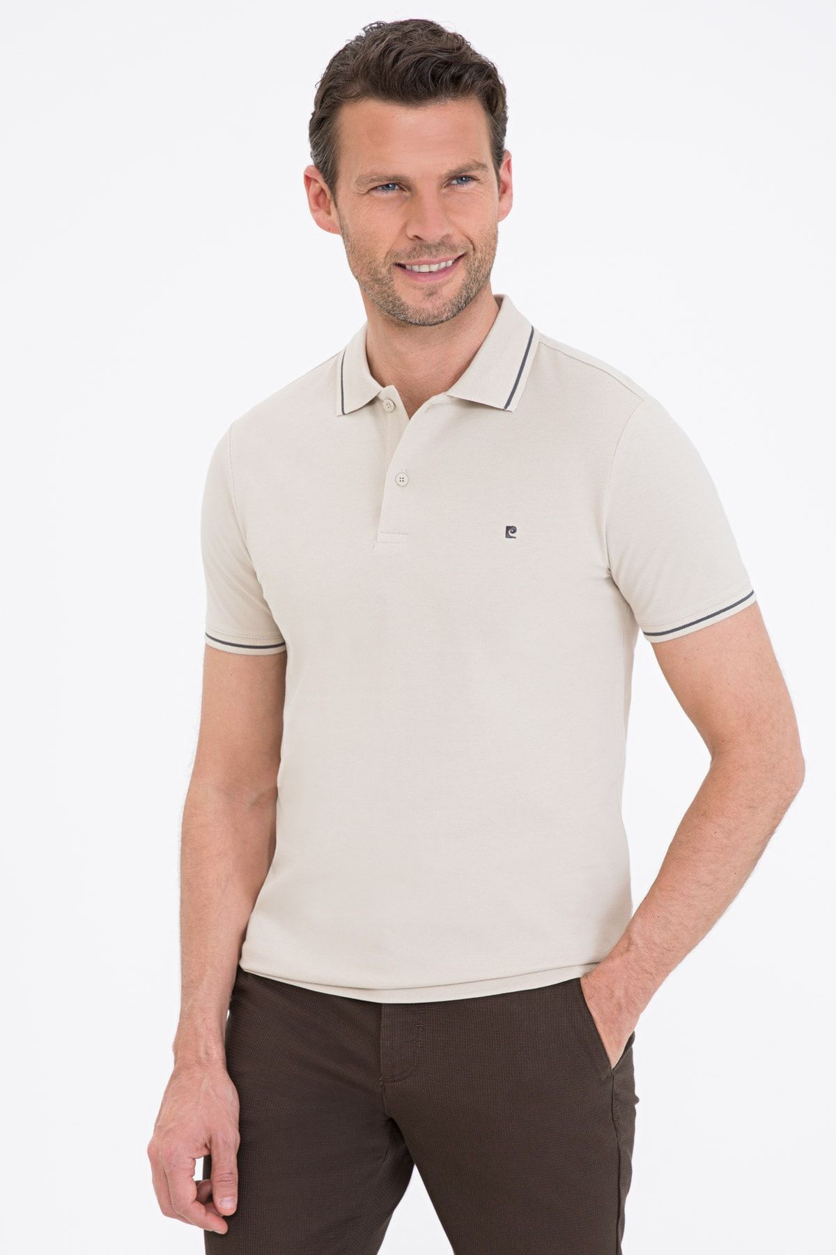 Pierre Cardin Taş Slim Fit Basic Polo Yaka T-Shirt
