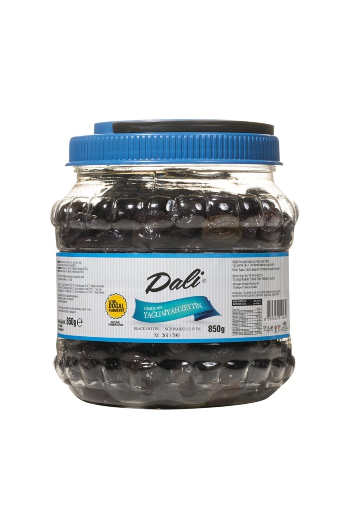 Dali Yağlı Pet Siyah Zeytin 850 Gr. 261/320 (m/s)