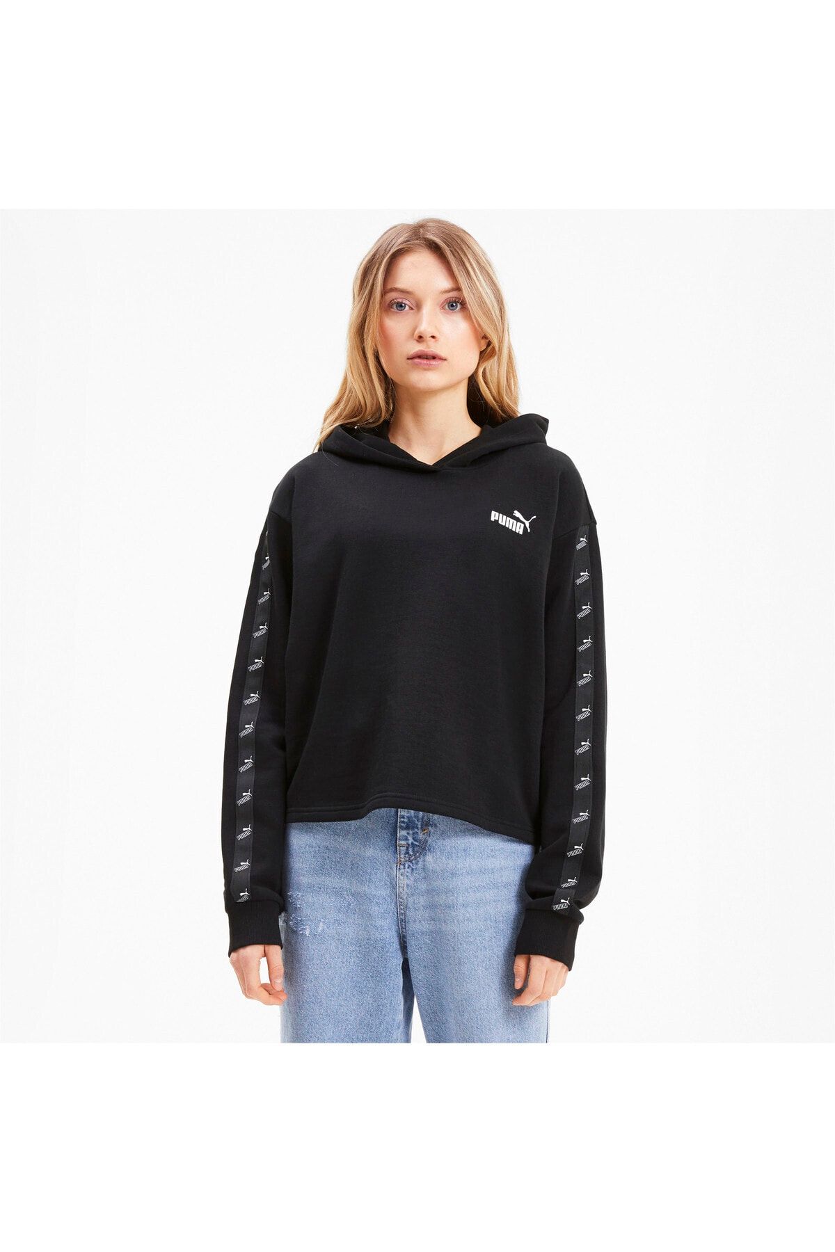 Puma Kadın Siyah Amplıfıed Kısa Kesim Kapüşonlu Sweatshirt