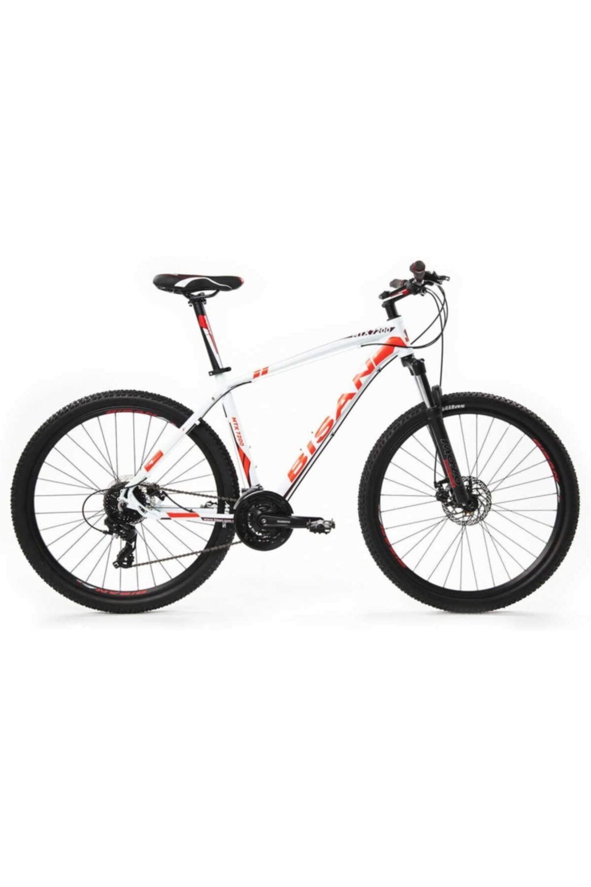 Bisan Mtx 7200 26" Beyaz/kırmızı 46cm Kadro 24 Vites Bisiklet