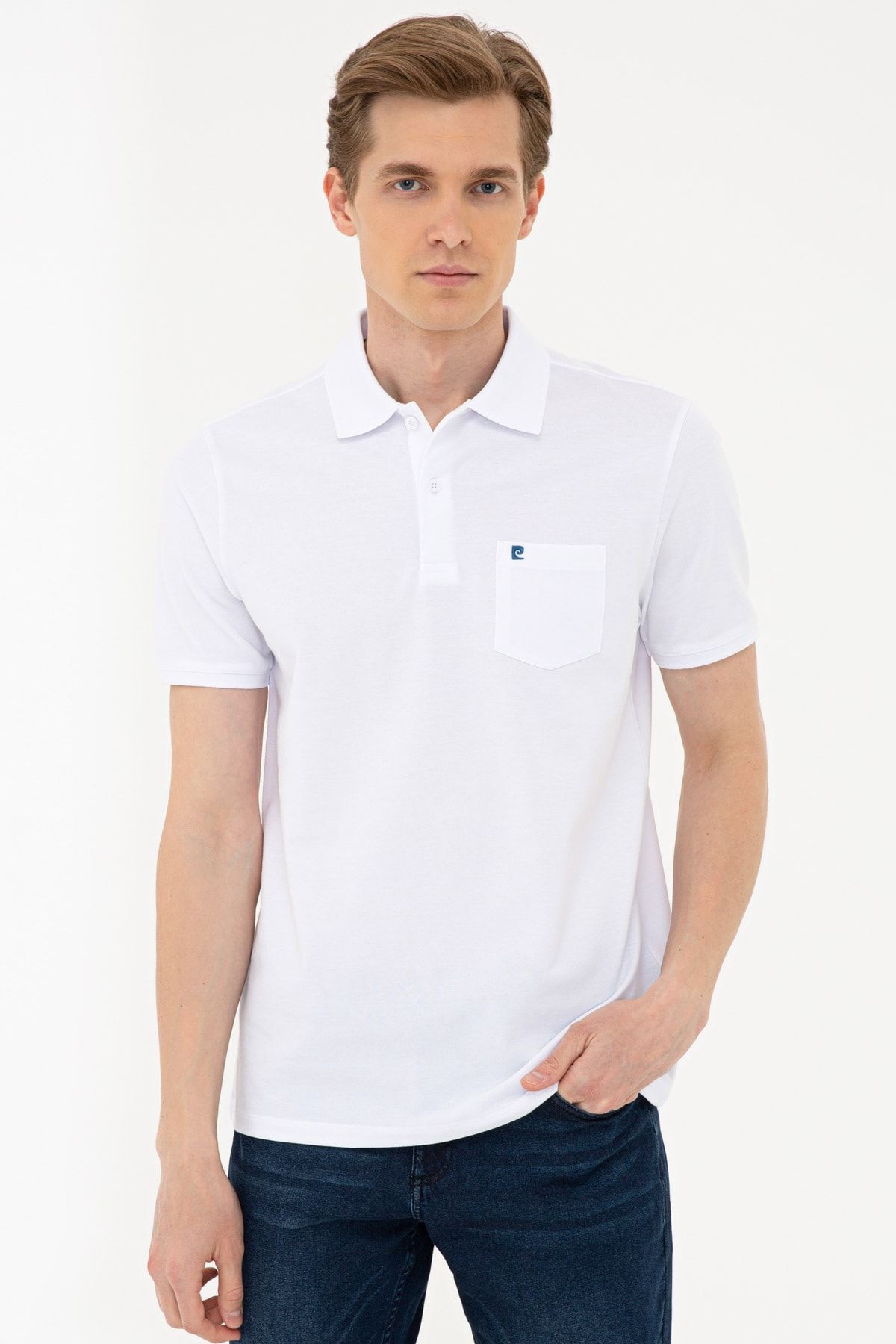 Pierre Cardin Beyaz Regular Fit Basic Polo Yaka T-Shirt