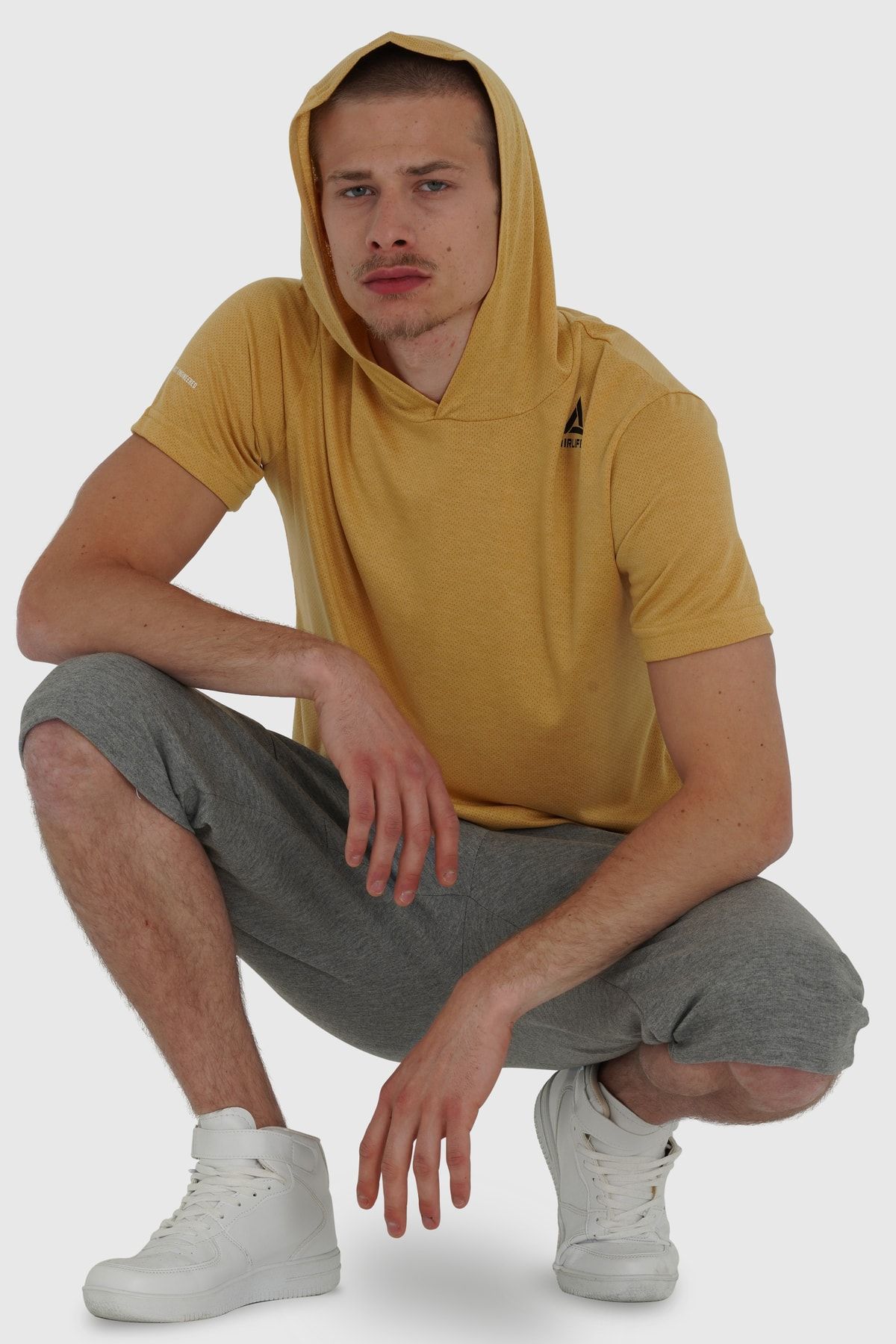 Airlife Erkek Sarı Kapüşonlu Sporcu Tişört
