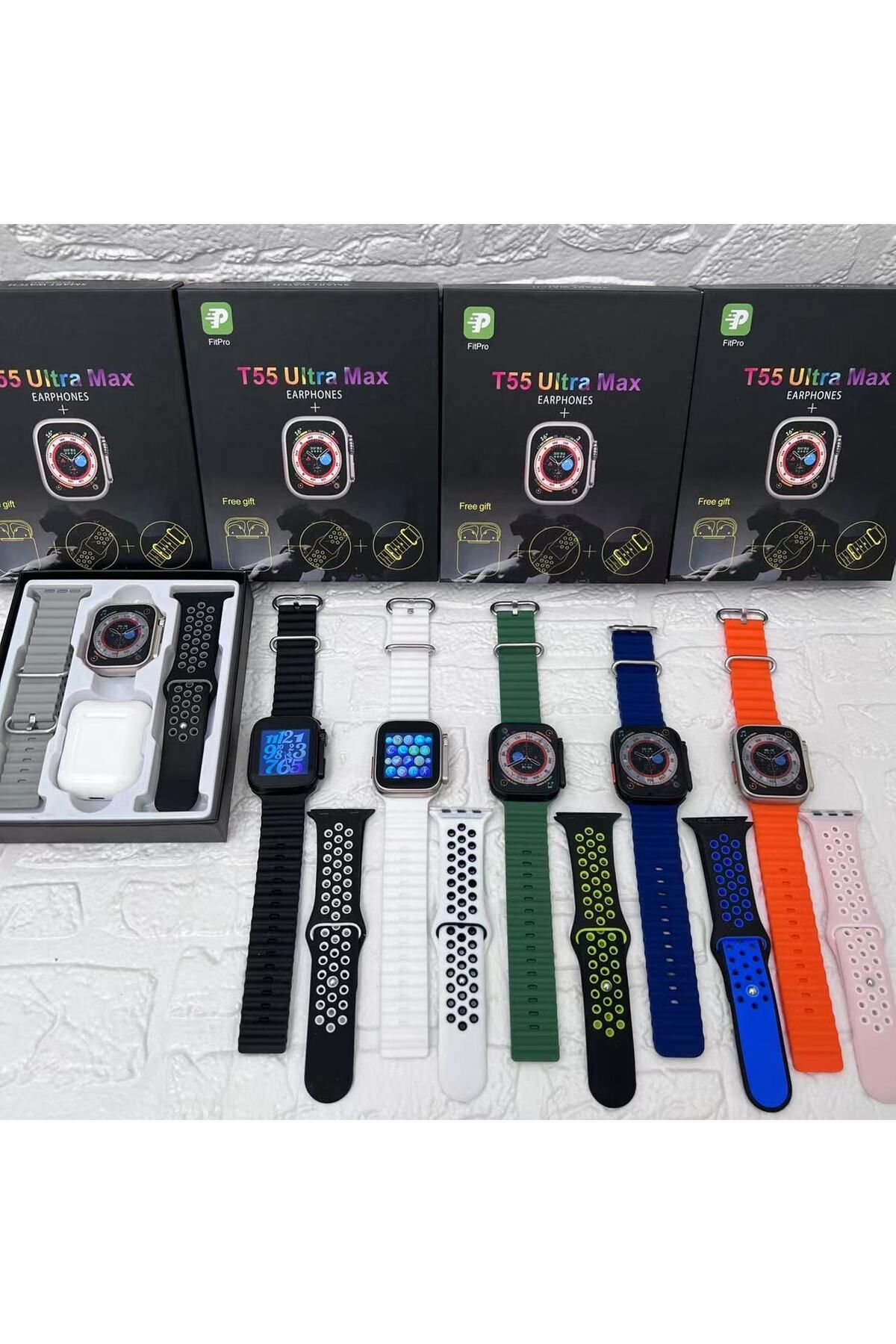 MAVIGOK Smart T55 Ultra Max Kulaklık Çift Kordon Akıllı Saat Watch Mavi