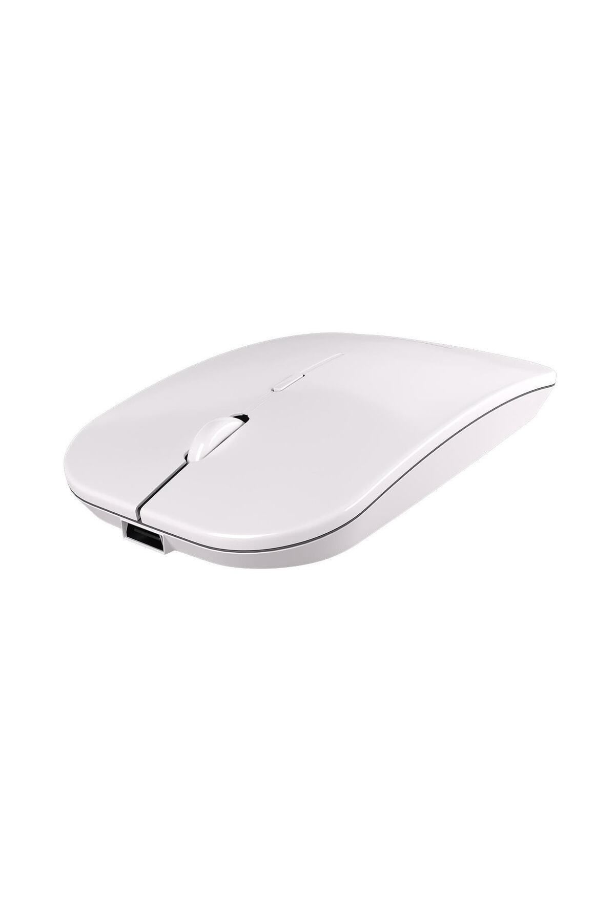 Leason Le101 Hibrit Bluetooth & Wireless Şarj Edilebilir Kablosuz Mouse - Beyaz