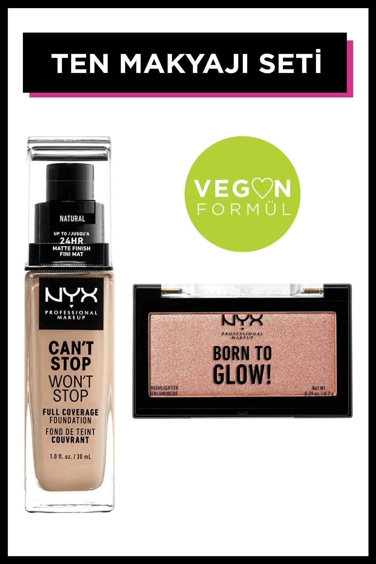 NYX Professional Makeup Can't Stop Won't Stop Full Coverage Fondöten - 07 Natural & Born To Glow Singles Aydınlatıcı
