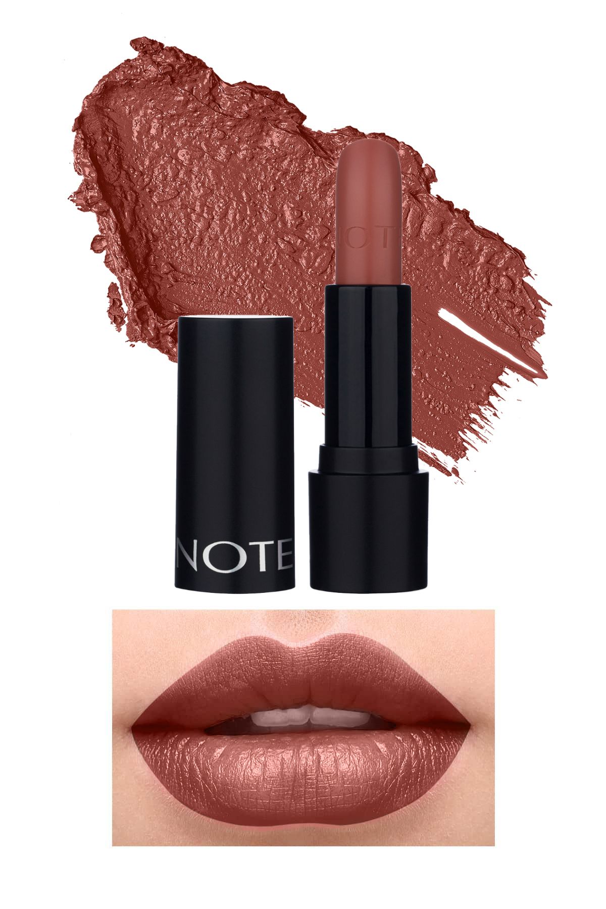 Note Cosmetics Deep Impact Lipstick Kremsi Dokulu Yarı Parlak Ruj 05 Leather Mood - Kahverengi