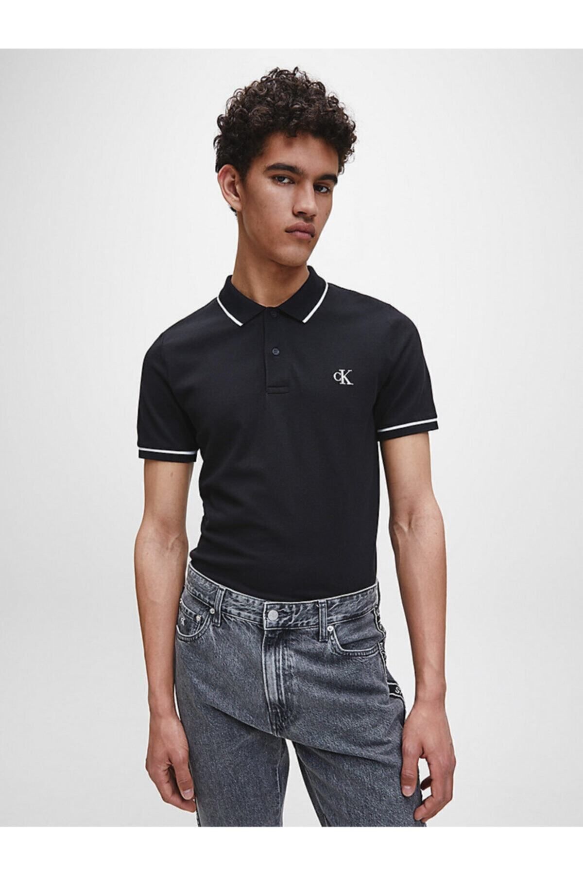 Calvin Klein Erkek Siyah Kısa Kollu Polo Tshirt
