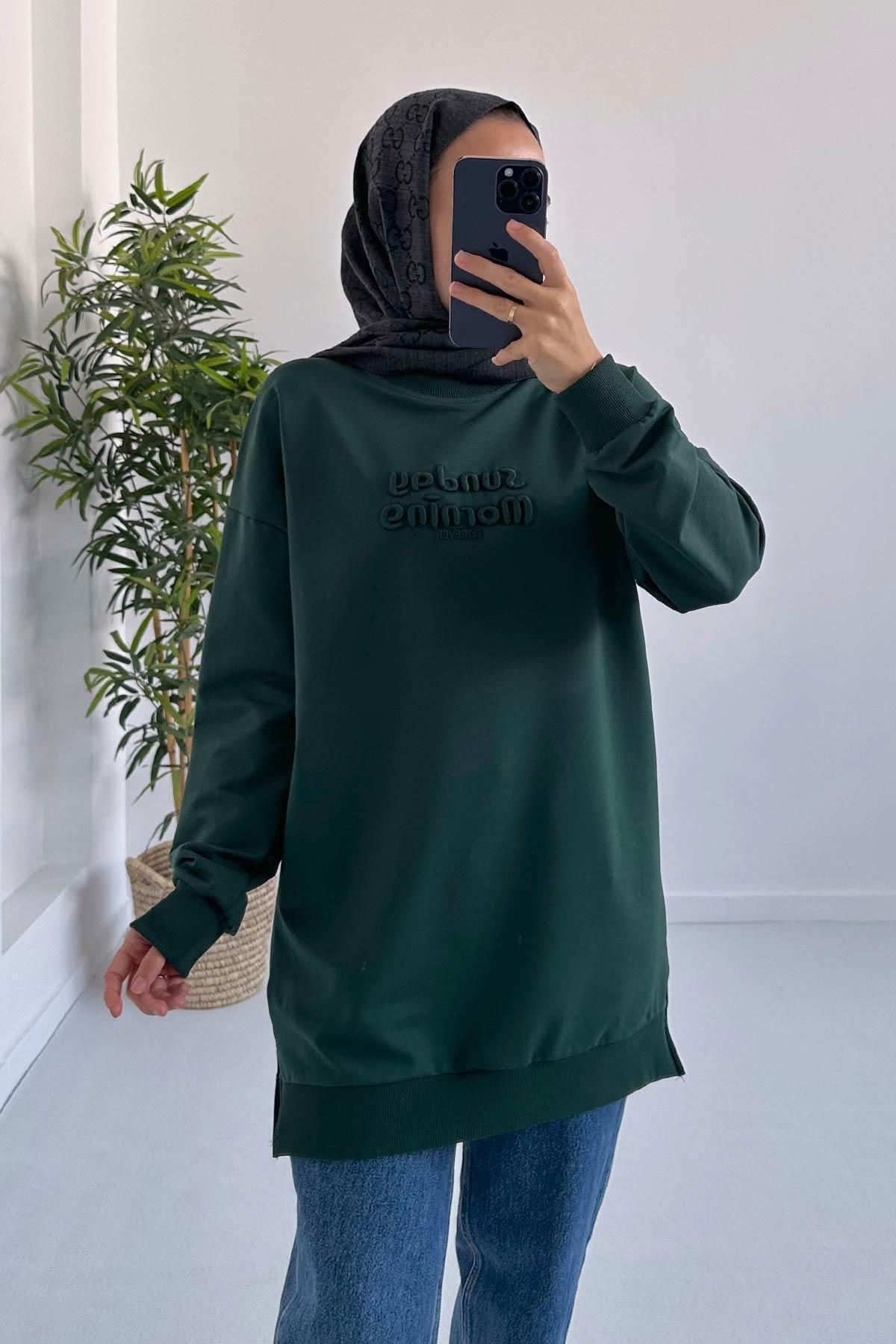 Ka Hijab Sunday Pamuk Tesettür Sweatshirt - Haki