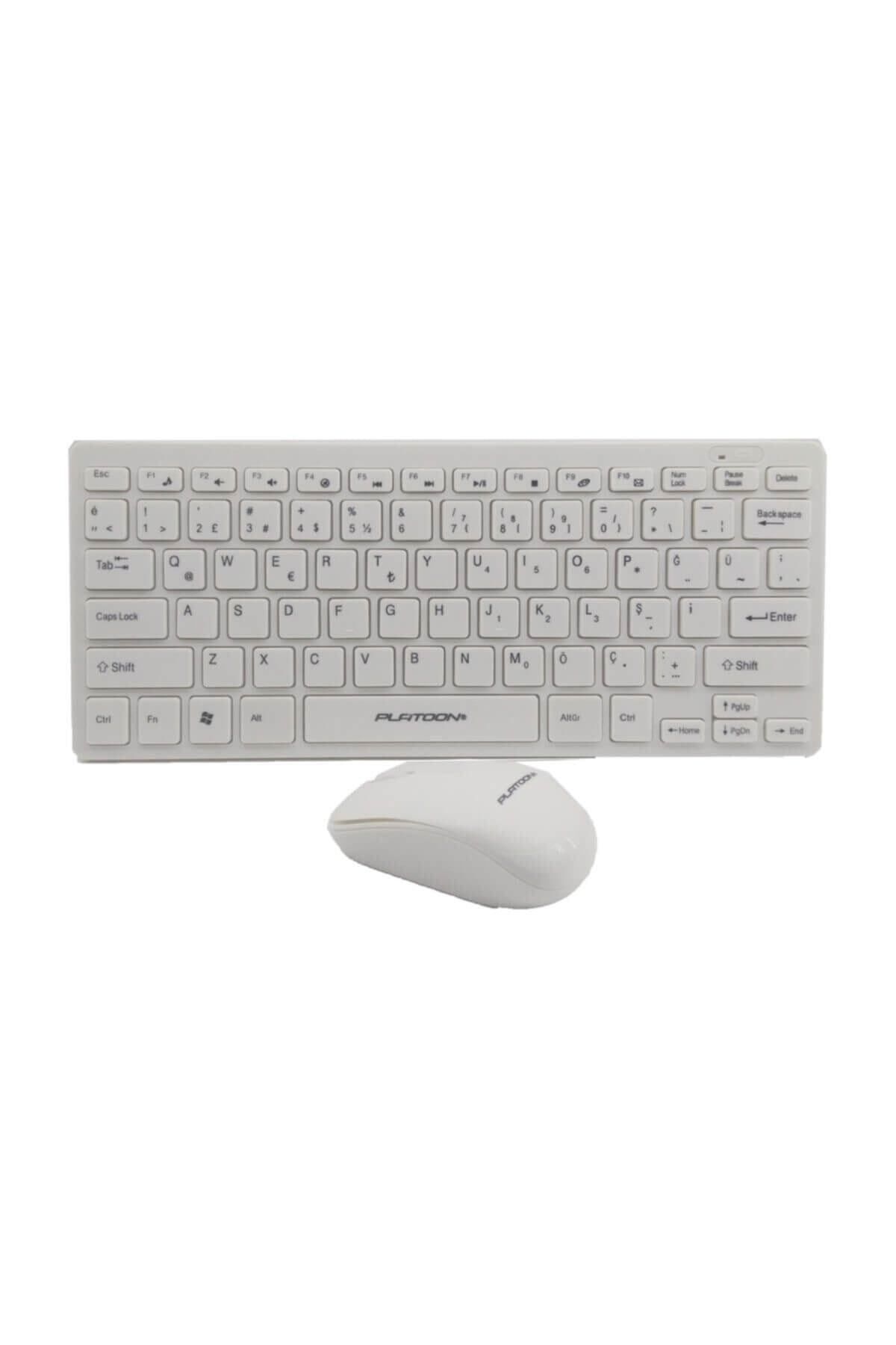 Platoon Pl-395 Beyaz Renk Kaliteli Mini Kablosuz Klavye Mouse Set