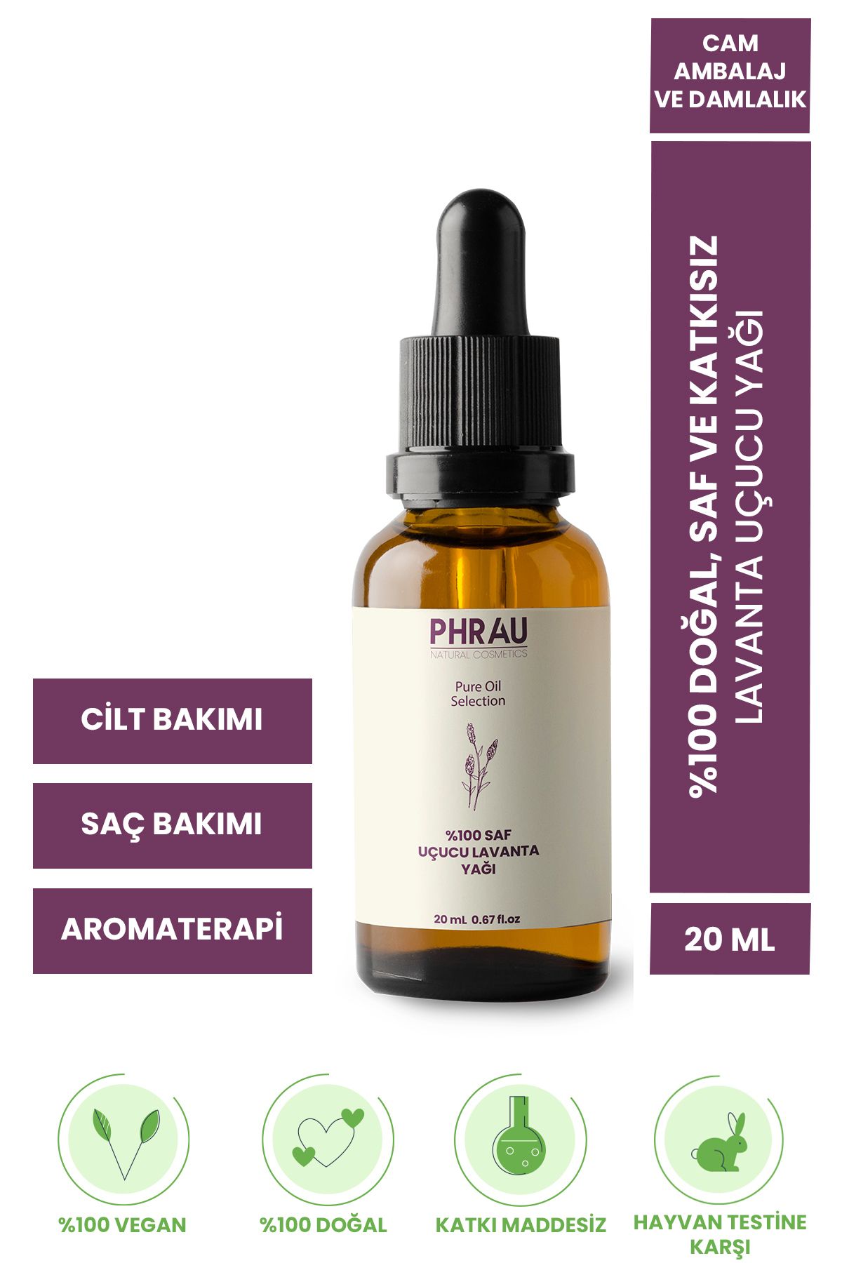 Phrau %100 Saf Ve Doğal Lavanta Uçucu Yağı 20 ml