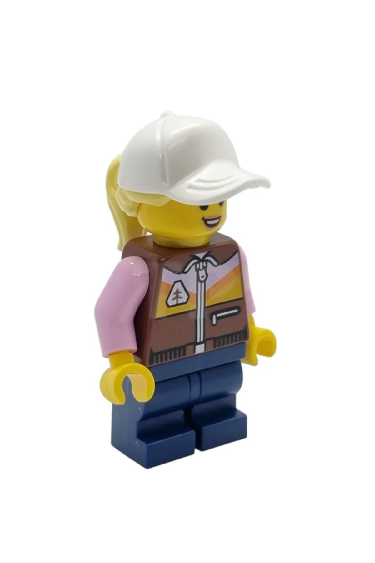 LEGO Aksesuar Moc City Town Minifigür Minifigure Sarışın Şapkalı Kadın Bisikletçi Doğa