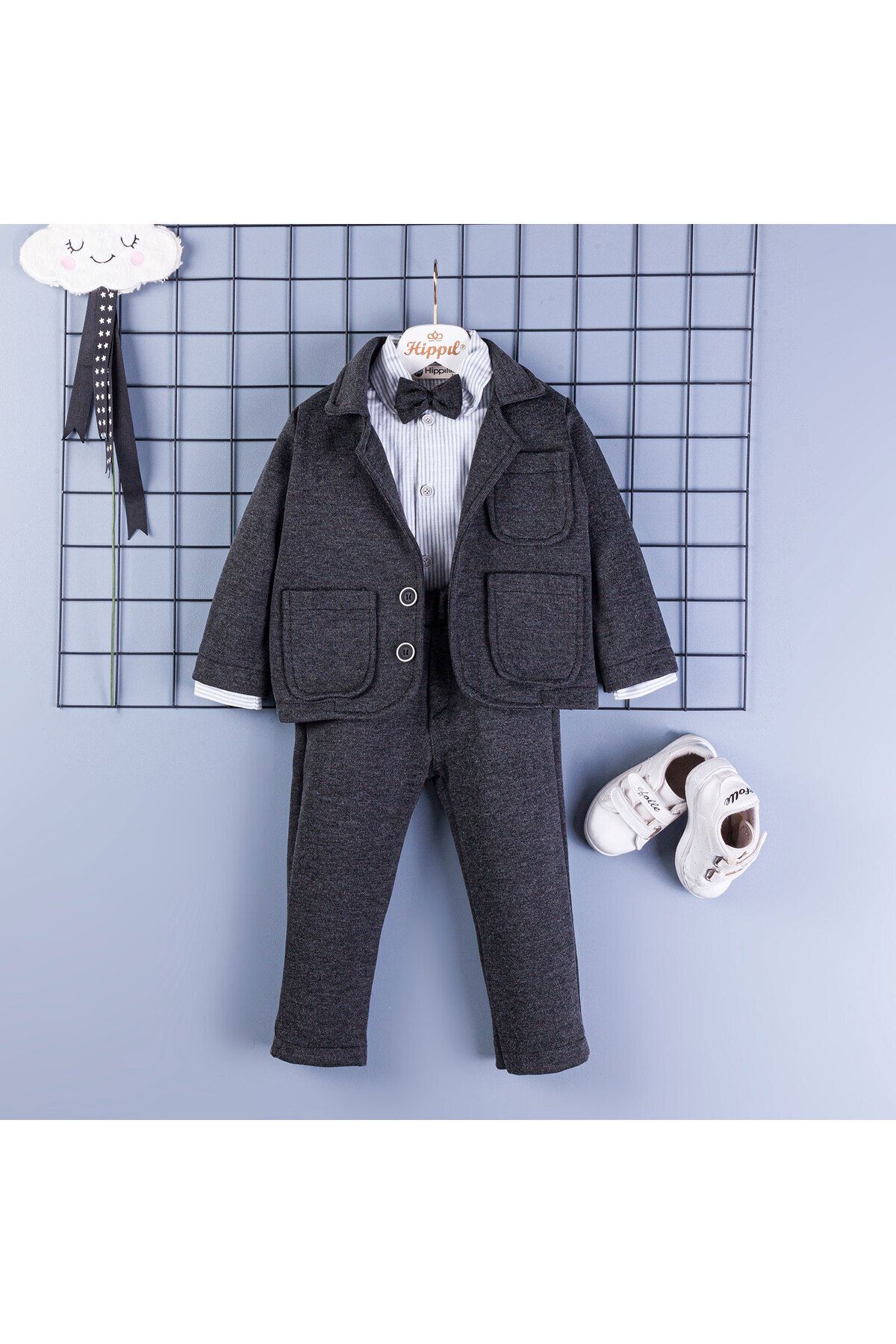 Hippıl Baby %100 Çocuk ceketli papyonlu takım elbise