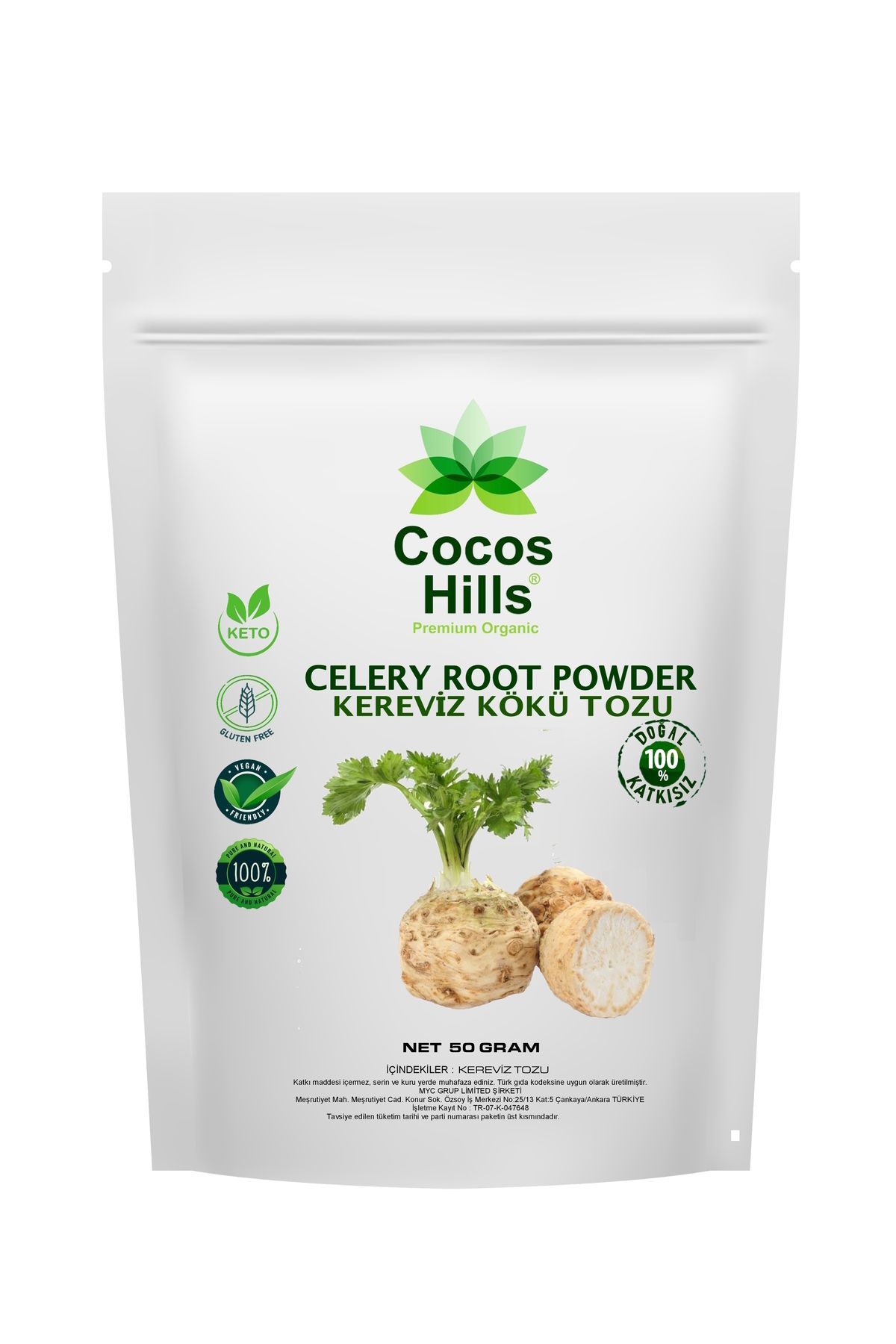 Cocos Hills Celery Powder Pure Kereviz Tozu Katkısız 50 gram