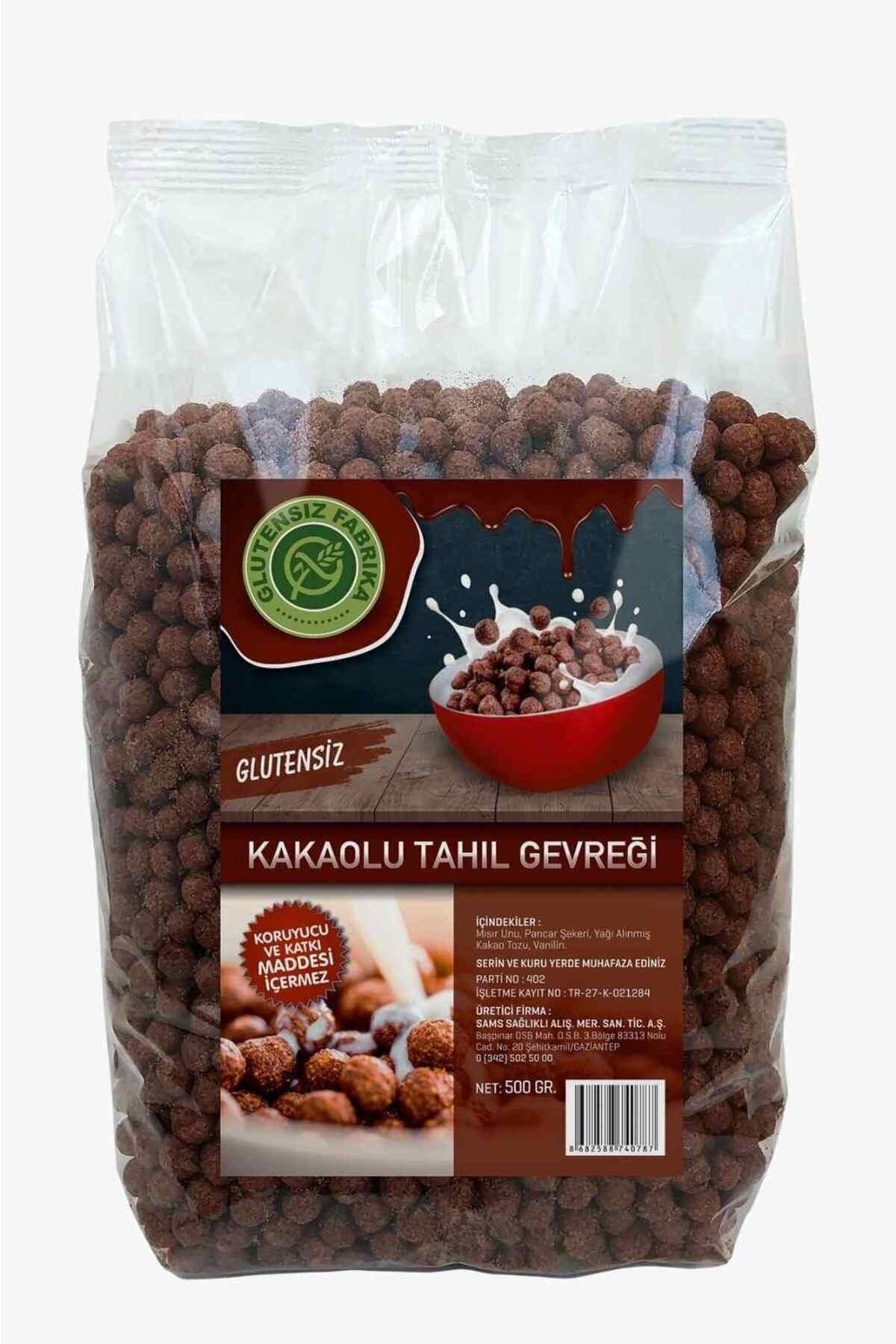 GLUTENSİZ FABRİKA Glutensiz Kakaolu Tahıl Gevreği Avantajlı Paket 500 Gram X 3 Adet