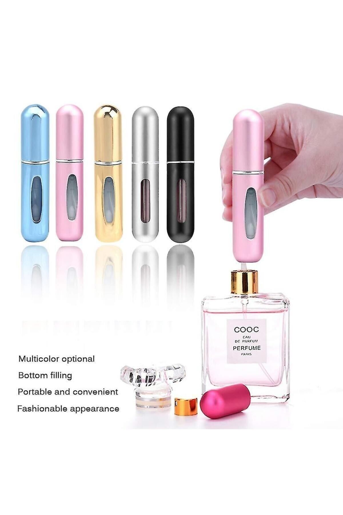 Aygoren Home Parfüm Şişesinden Çanta Içi Mini Doldurulabilir Seyahat Cep Yedek Parfüm Şişesi 5 ml
