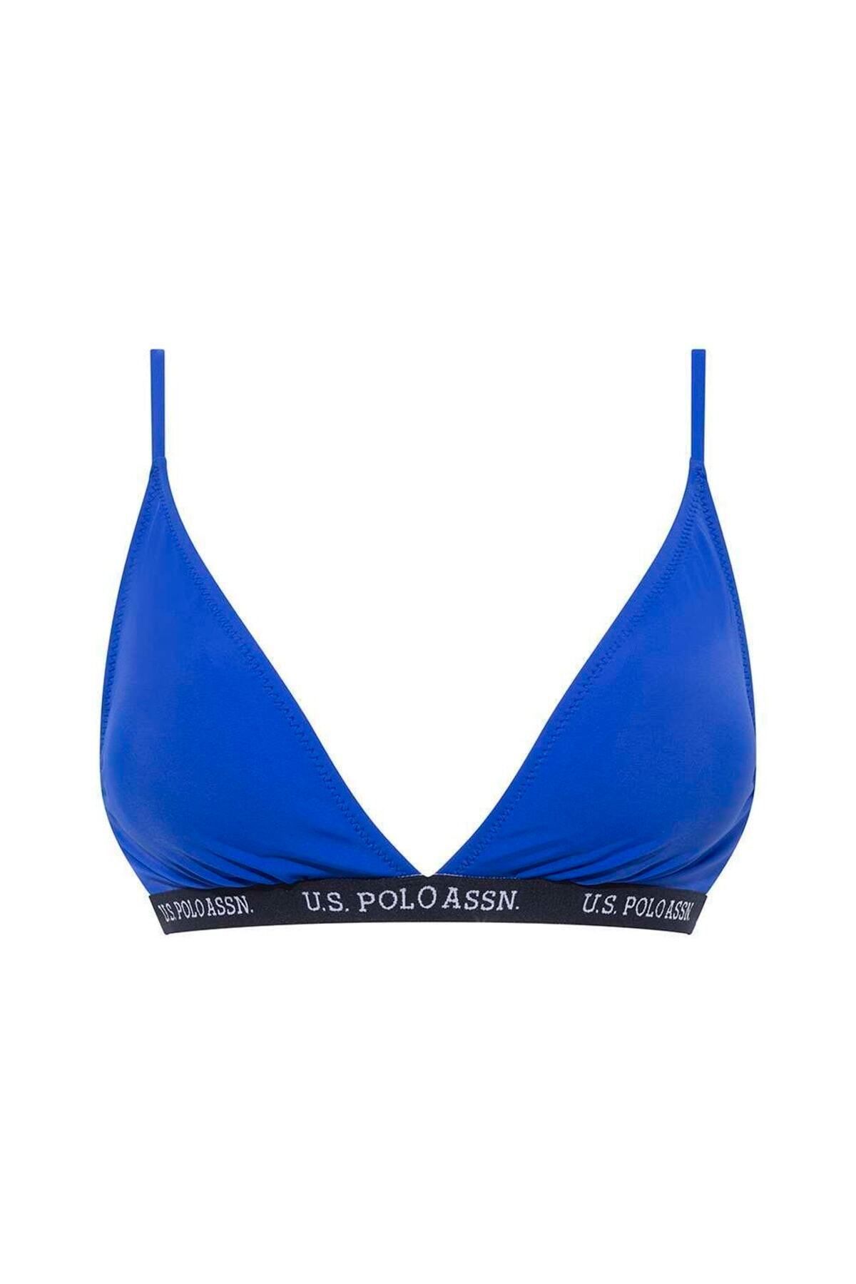 U.S. Polo Assn. Kadın Saks Mavi Geniş Üçgen Bikini Üst