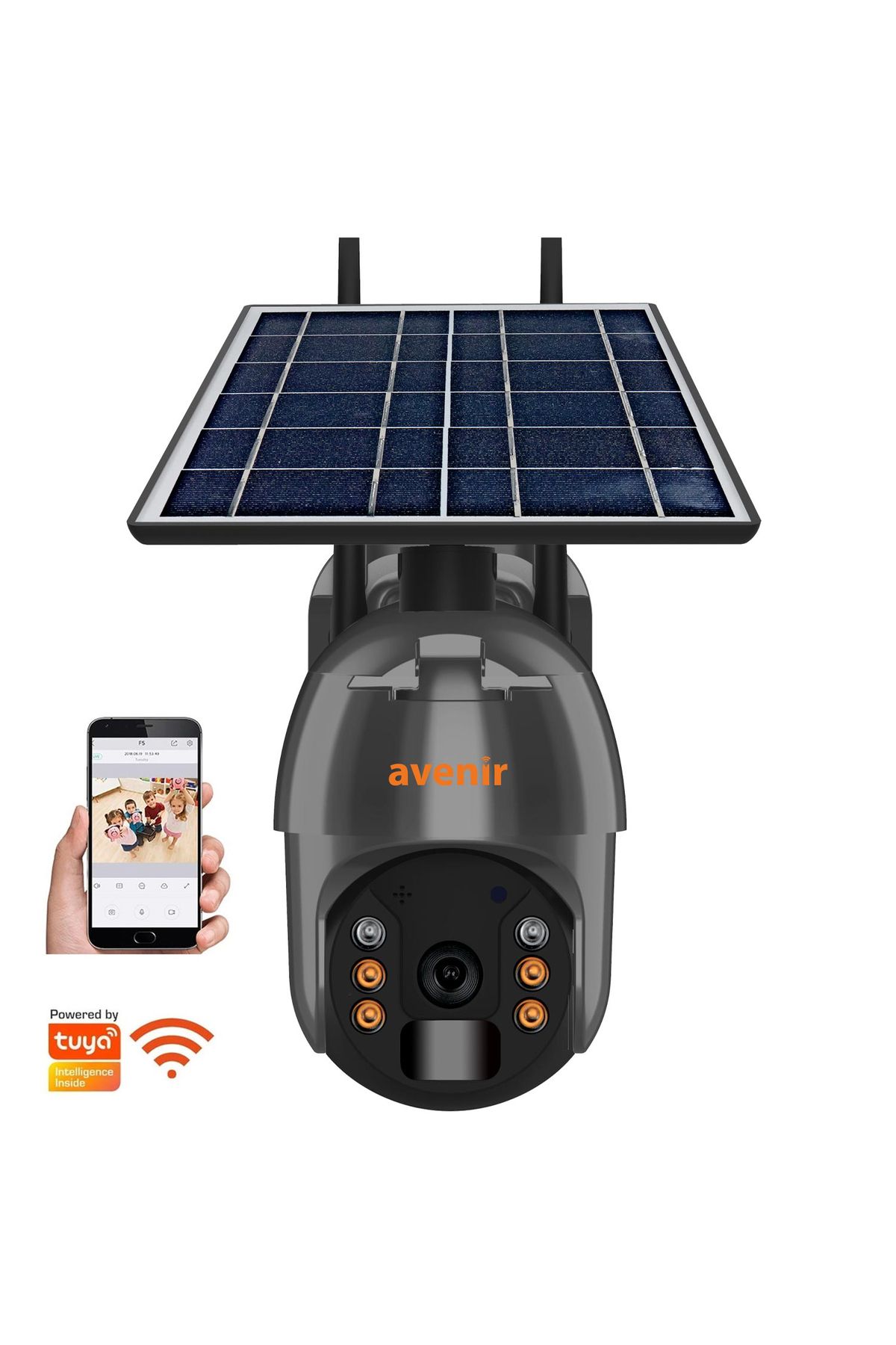Avenir AV-S250 Dome Solar Smart Güvenlik Kamerası 2mp 3.6mm Wi-Fi Ptz Harekete Duyarlı
