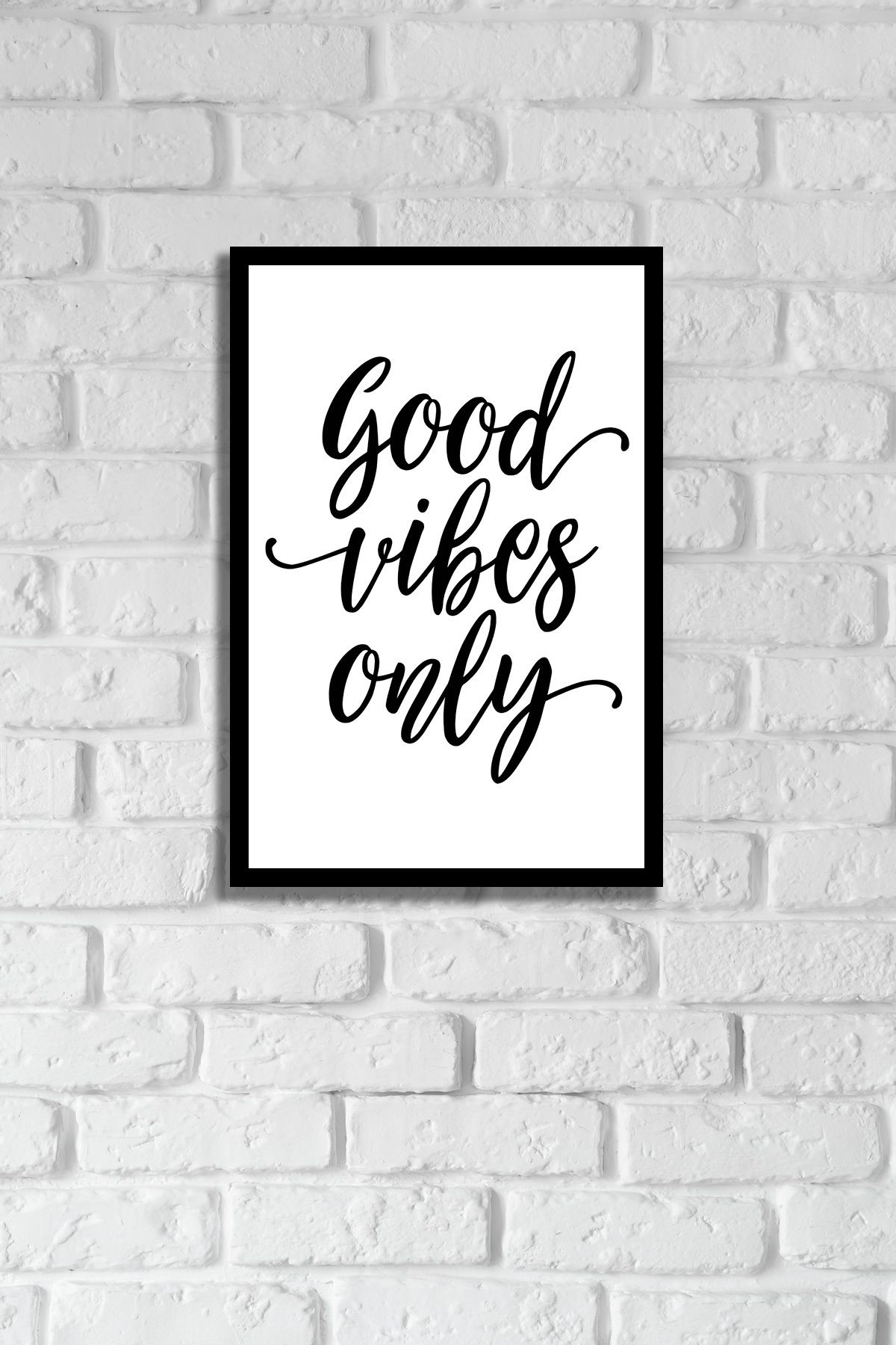 MH MiniHediye Good Vibes Only Yazılı Çerçeve Görünümlü Dekoratif Ahşap Mdf Tablo 20x30 cm