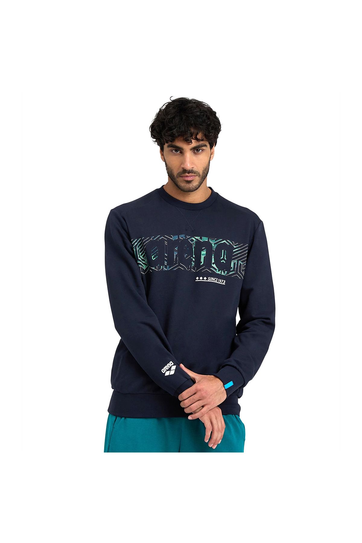 Arena Crew Sweat Logo Erkek Mavi Günlük Stil Sweatshirt 005345703