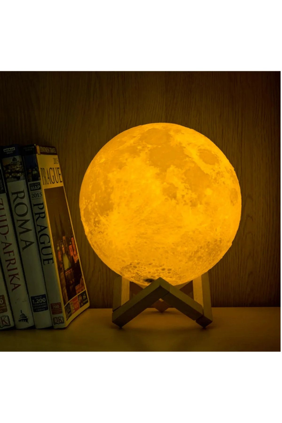 teknonisa Dokunmatik Ve Şarjlı Dekoratif 3D Ay Şeklinde Dolunay Lamba Gece Lambası