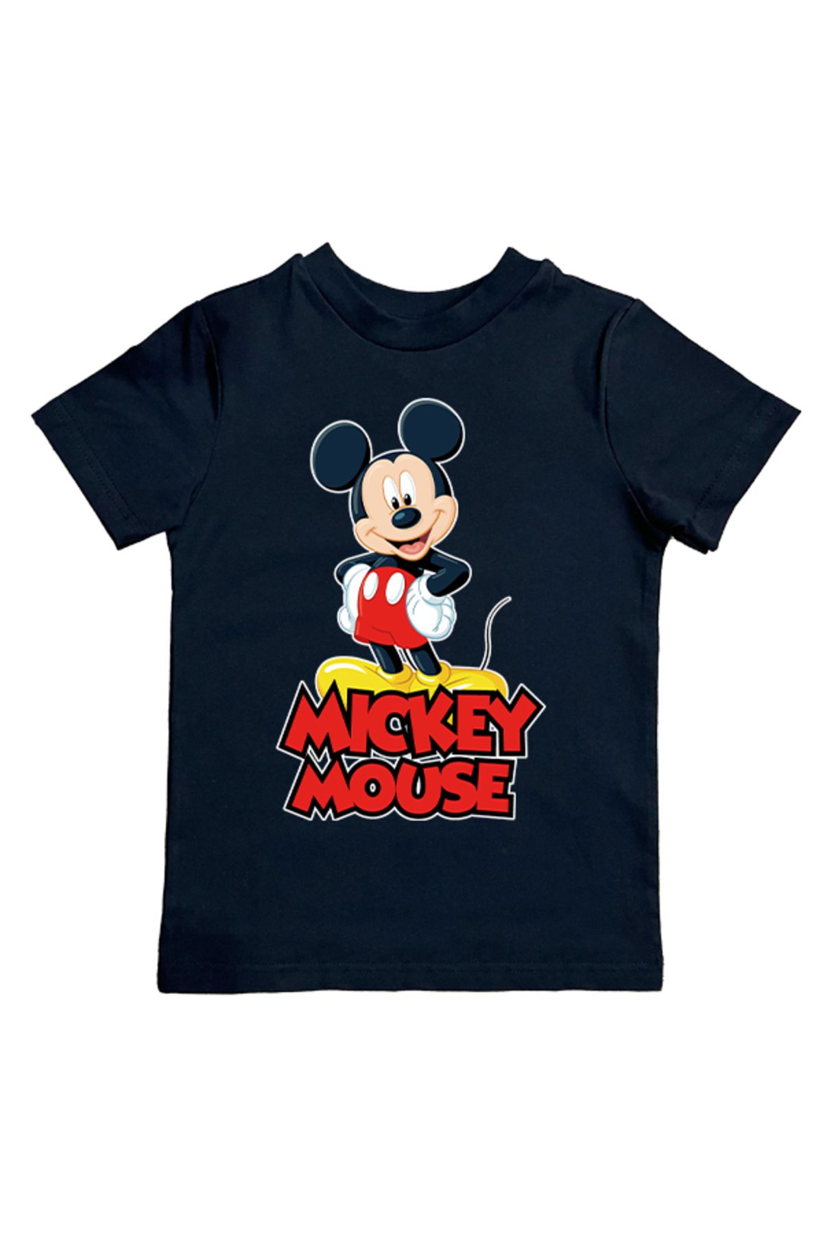 Mickey Mouse baskılı pamuklu penye kumaş yazlık çocuk tişört