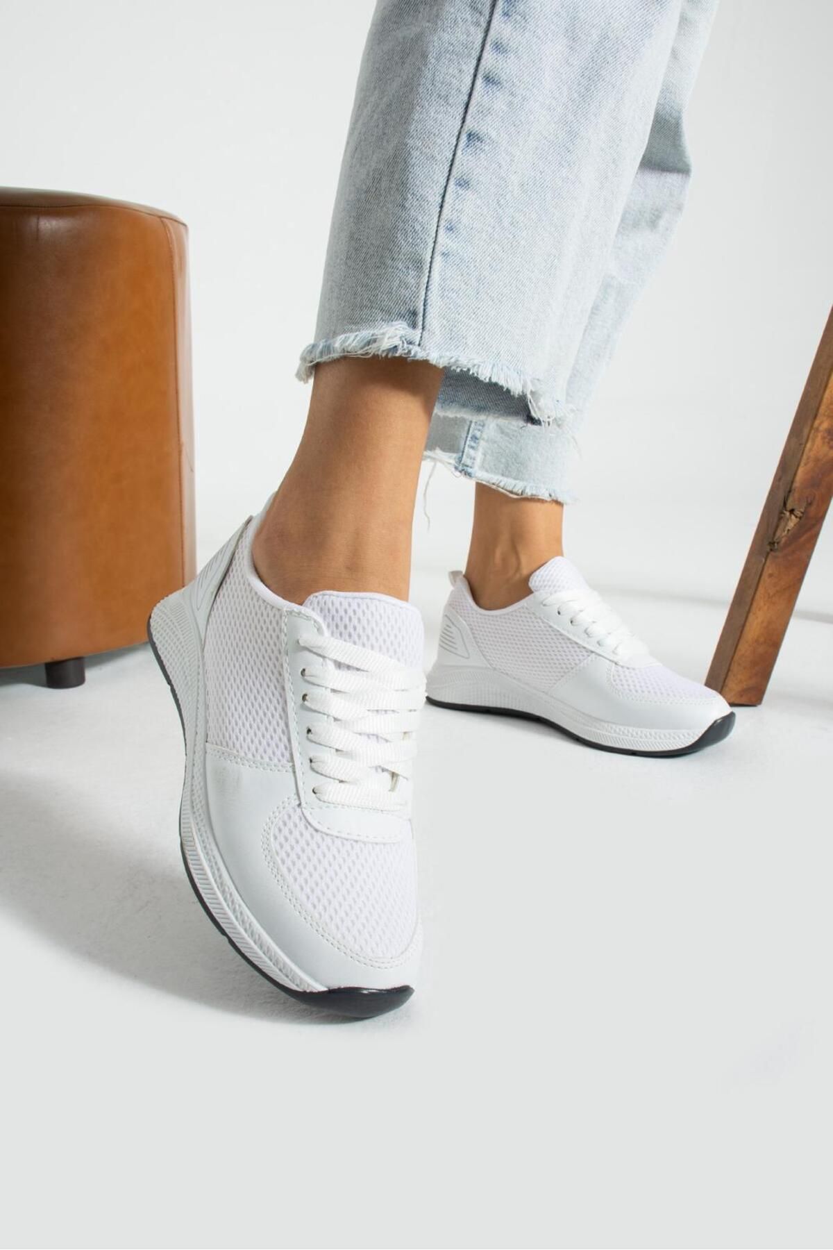 SNDUS Kadın Beyaz Sneaker Günlük Spor Ayakkabı