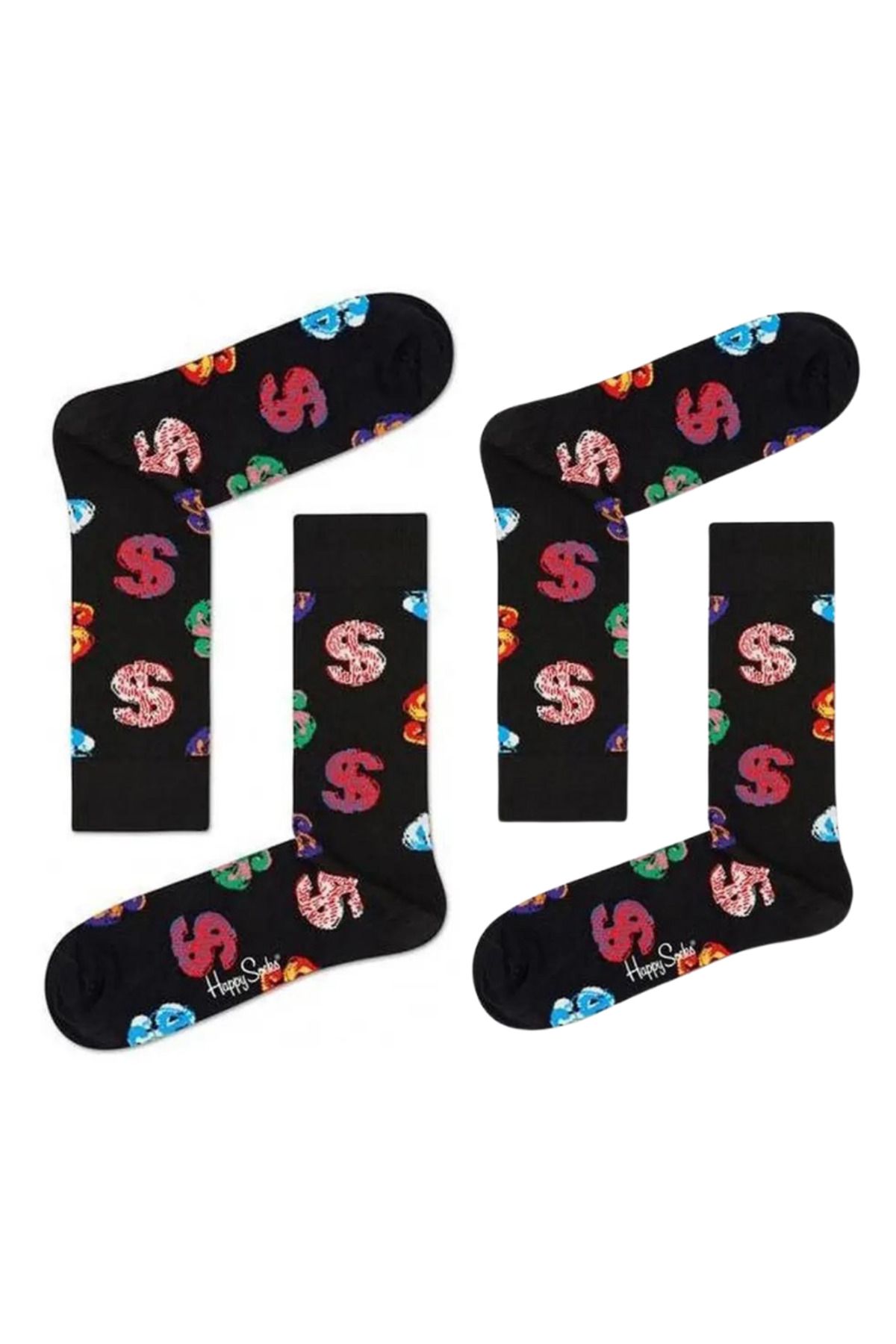 Happy Socks Zetro Özel Seri Ithal 2'li Paket Dolar $ Temalı Dikişsiz Unısex Çift Çorabı
