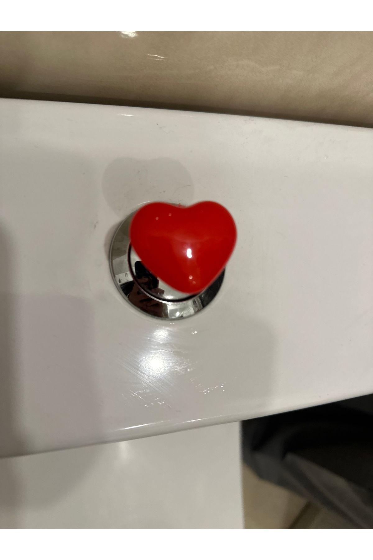 HGEG Kalp Şeklinde Sifon Düğmesi/Banyo Aksesuarı/Protez Tırnak Kolay Sifon Düğmesi