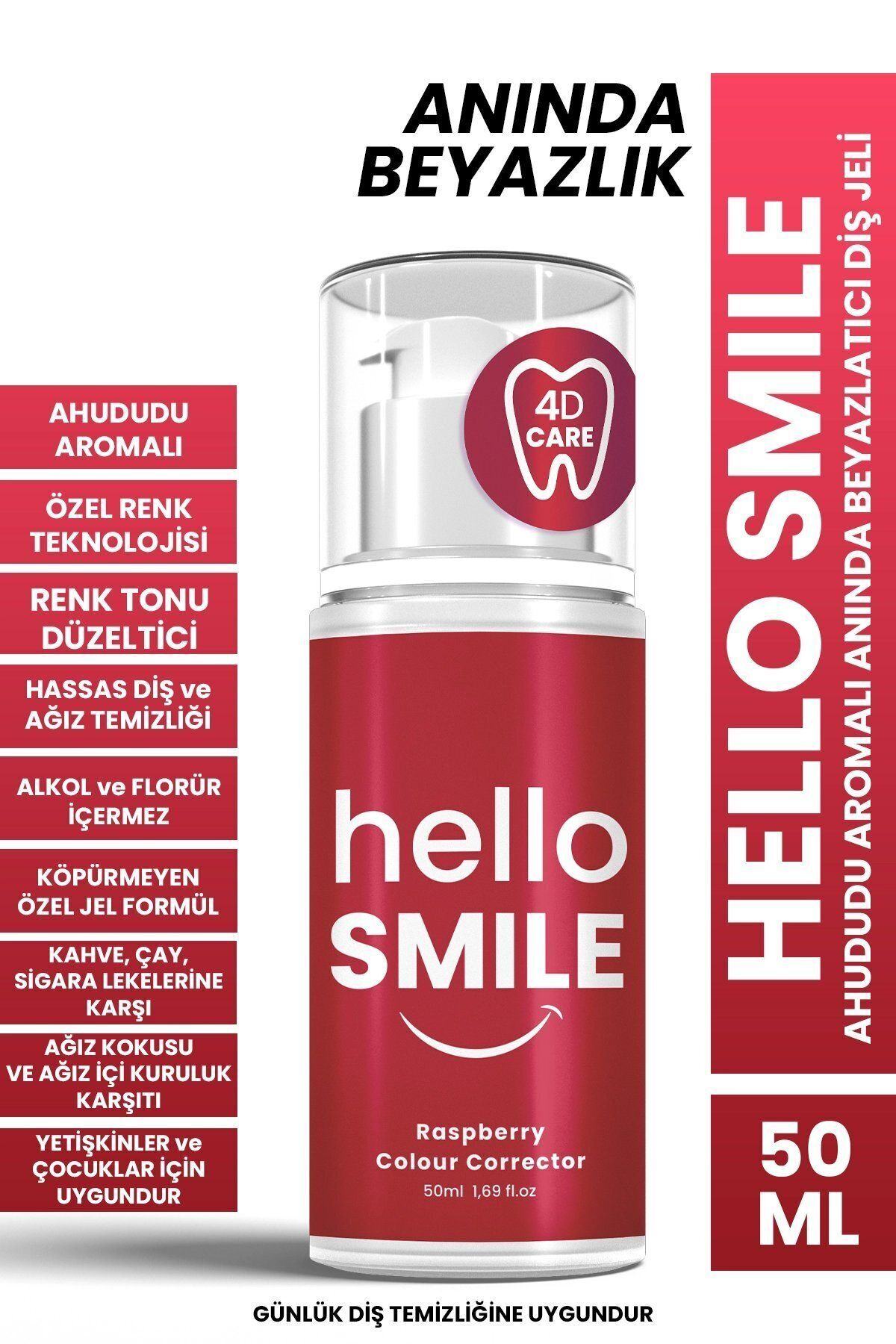 Hello Smile Ahududu Aromalı  Beyazlatıcı Diş Jeli