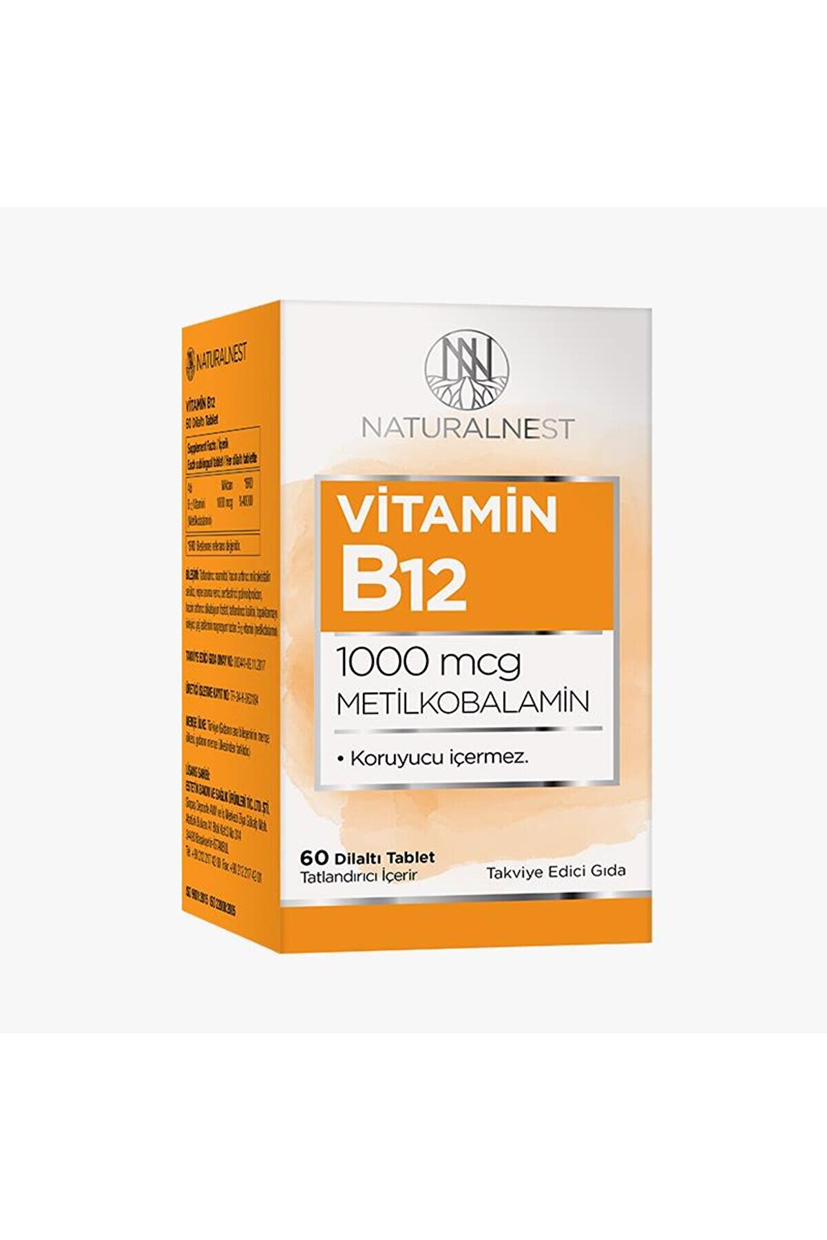 Natural Nest Vitamin B12 1000 Mcg Metilkobalamin 60 Dilaltı Tablet