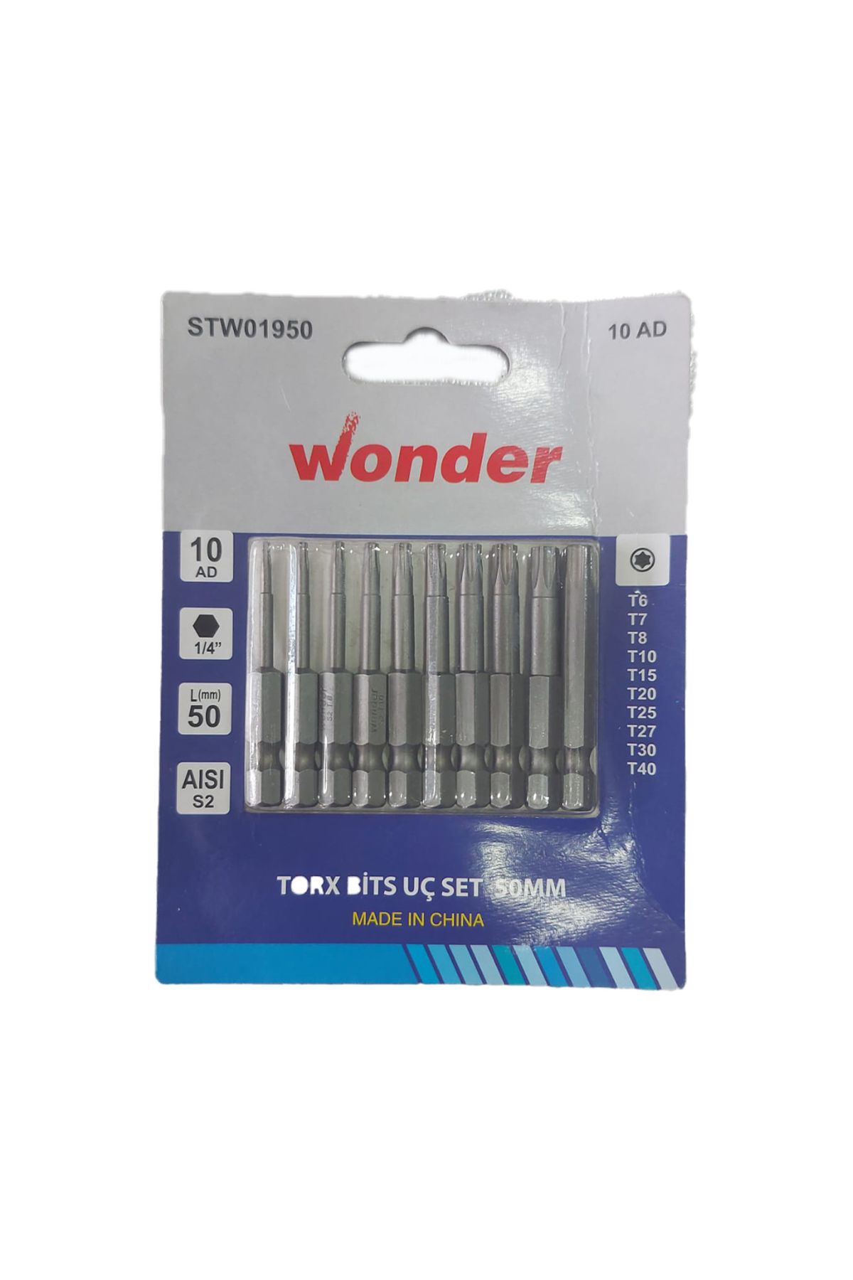 Wonder Torx Bits Uç Set 50mm 10 Lu (T6,T7,T8,T10,T15,T20, T25, T27, T30,T40)