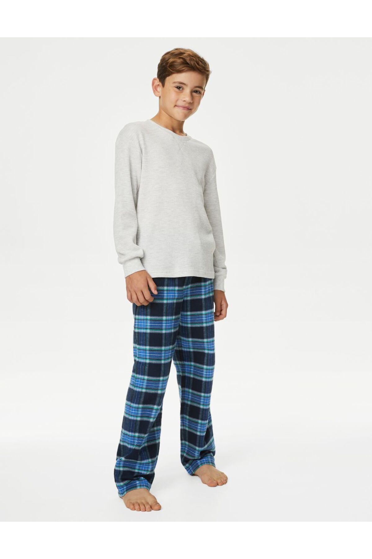Marks & Spencer Ekose Desenli Uzun Kollu Pijama Takımı (6-16 Yaş)