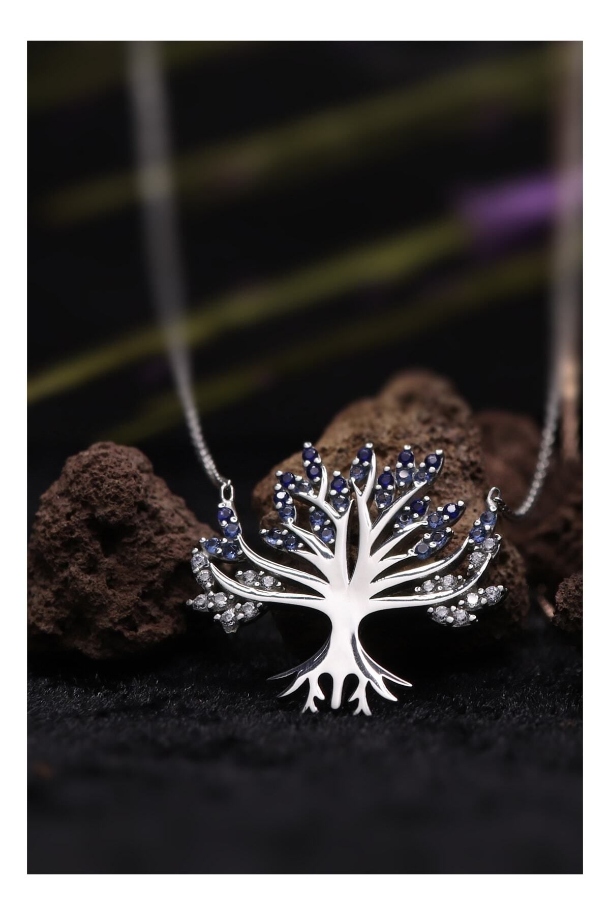 Parmas Design 925 Ayar Gümüş Hayat Ağacı Kadın Rodyum Kaplama Kolye