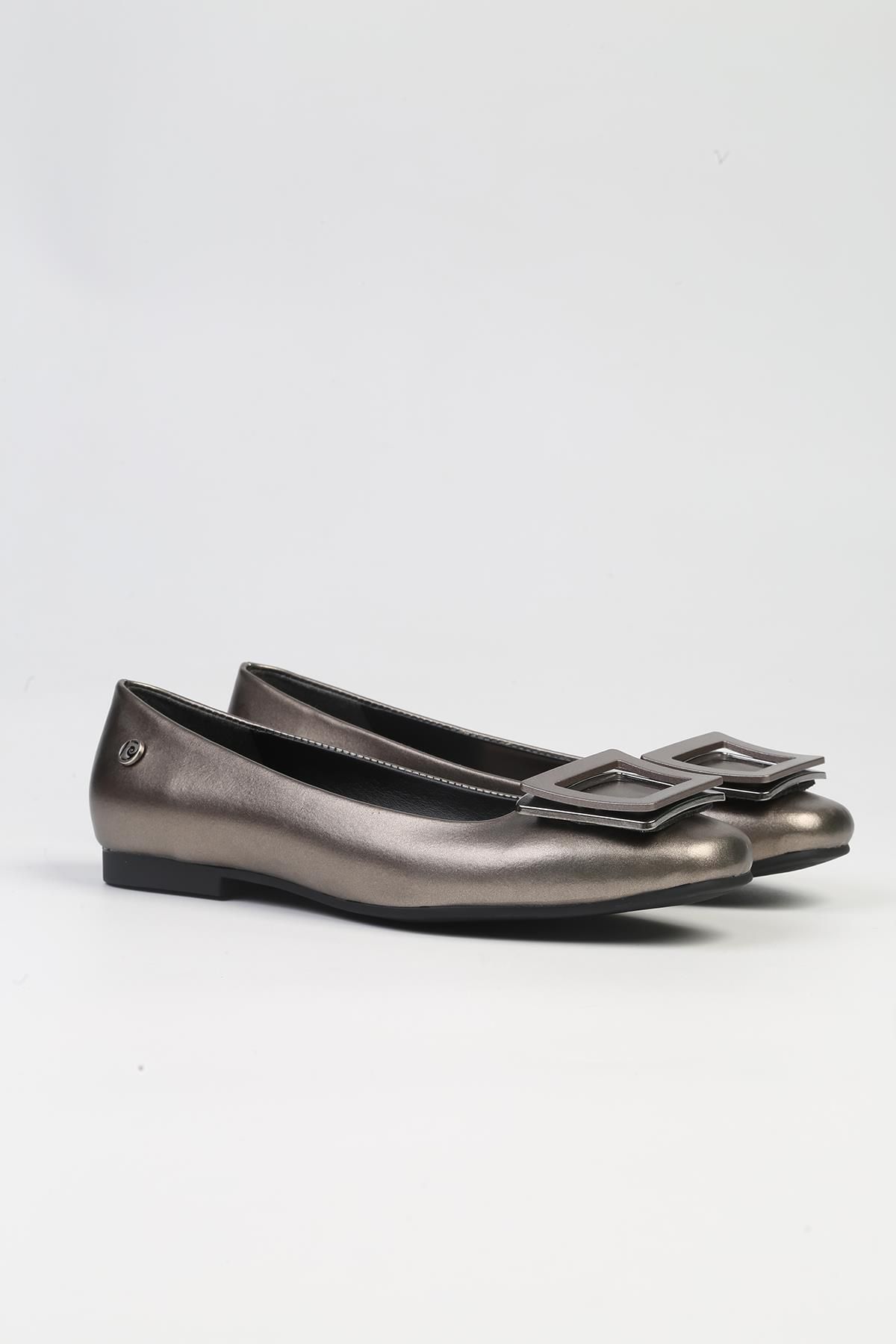 Pierre Cardin ® | PC-53104- 3592 Platin Cilt-Kadın Babet Günlük Ayakkabı