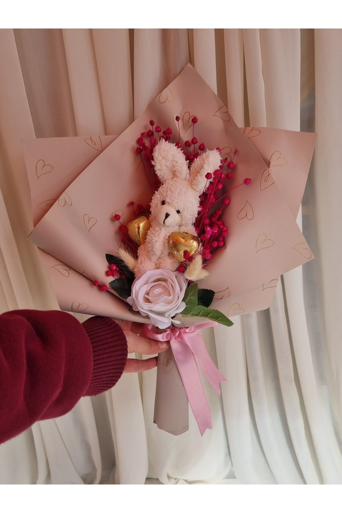 Destina Tasarım Sevgiliye Hediye Ayıcıklı buket çikolata Sevgiliye hediye/Arkadaşa Hediye/Doğum günü hediyesi