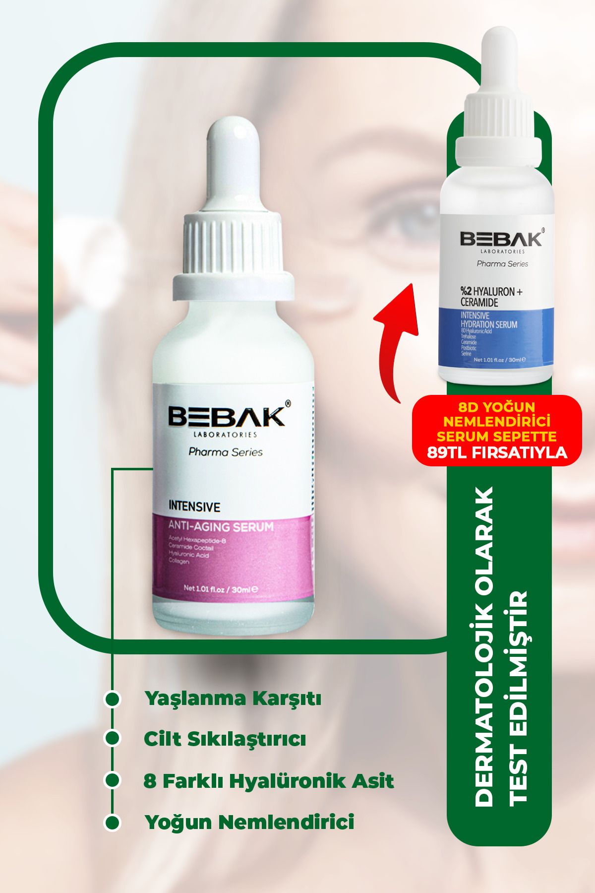 Bebak Pharma  Yoğun Bakım Serumu %3 Ceramide+Peptide+%2 Hyaluron Intensive BTX Serum 30ml