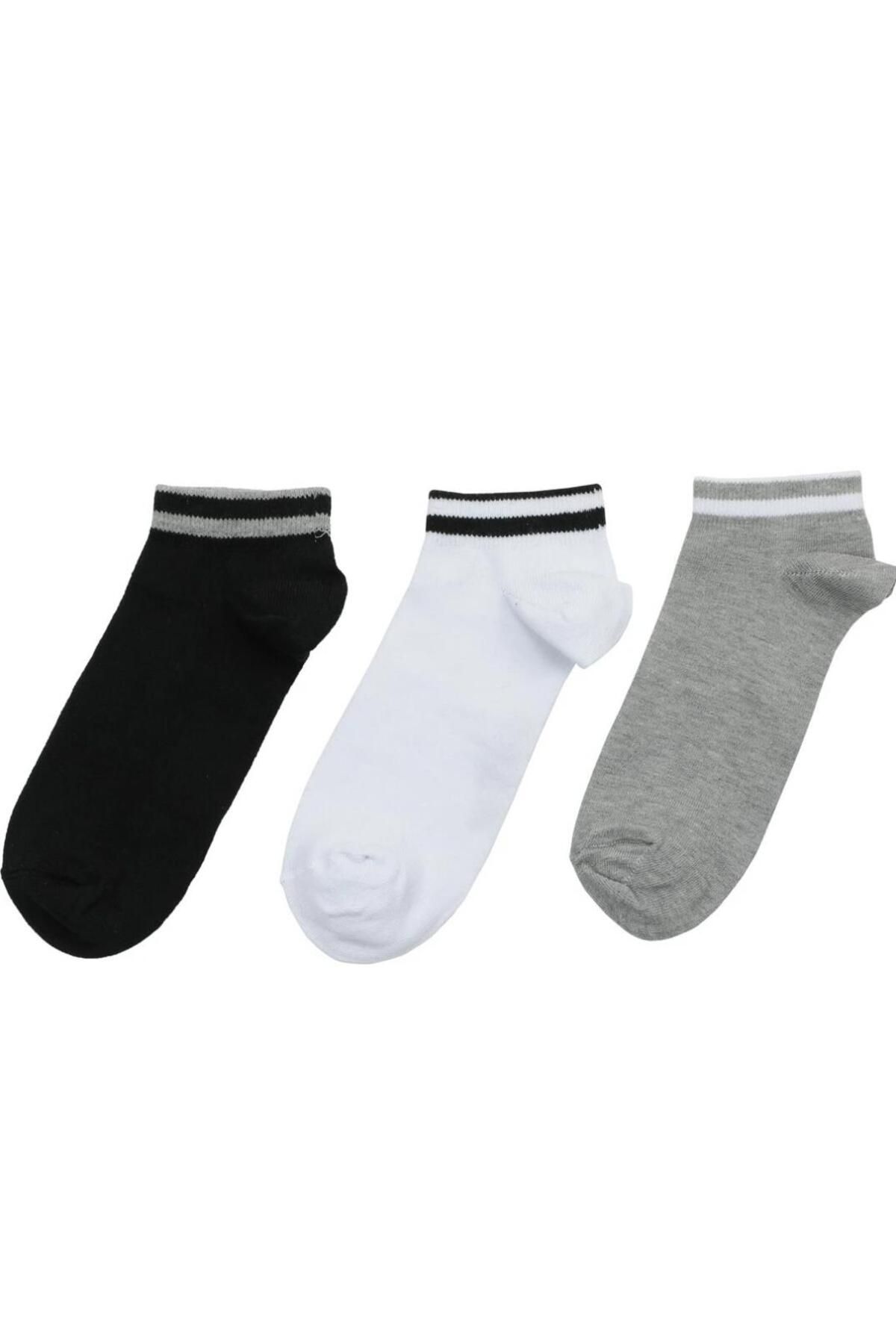 Lumberjack Jace 40/44 Erkek Gri-beyaz-siyah 3 Lü Patik Çorap