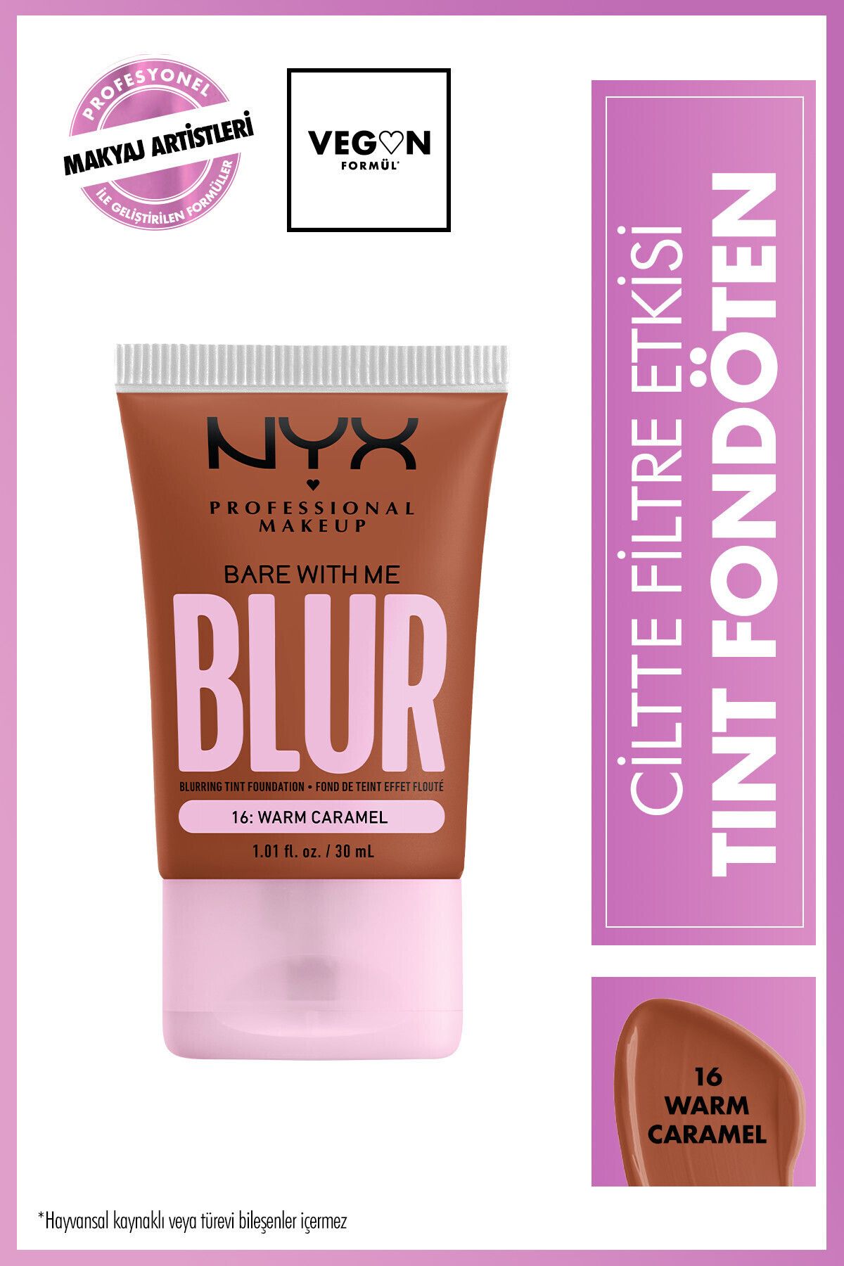 NYX Professional Makeup Blur Tint Ciltte Filtre Etkili Fondöten - 16 Warm Caramel