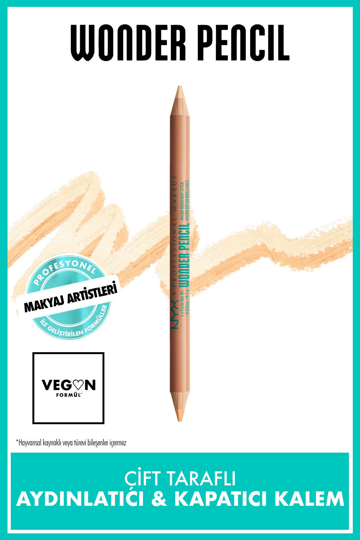 NYX Professional Makeup Wonder Pencil Çift Taraflı Aydınlatıcı & Kapatıcı Kalem - Medium