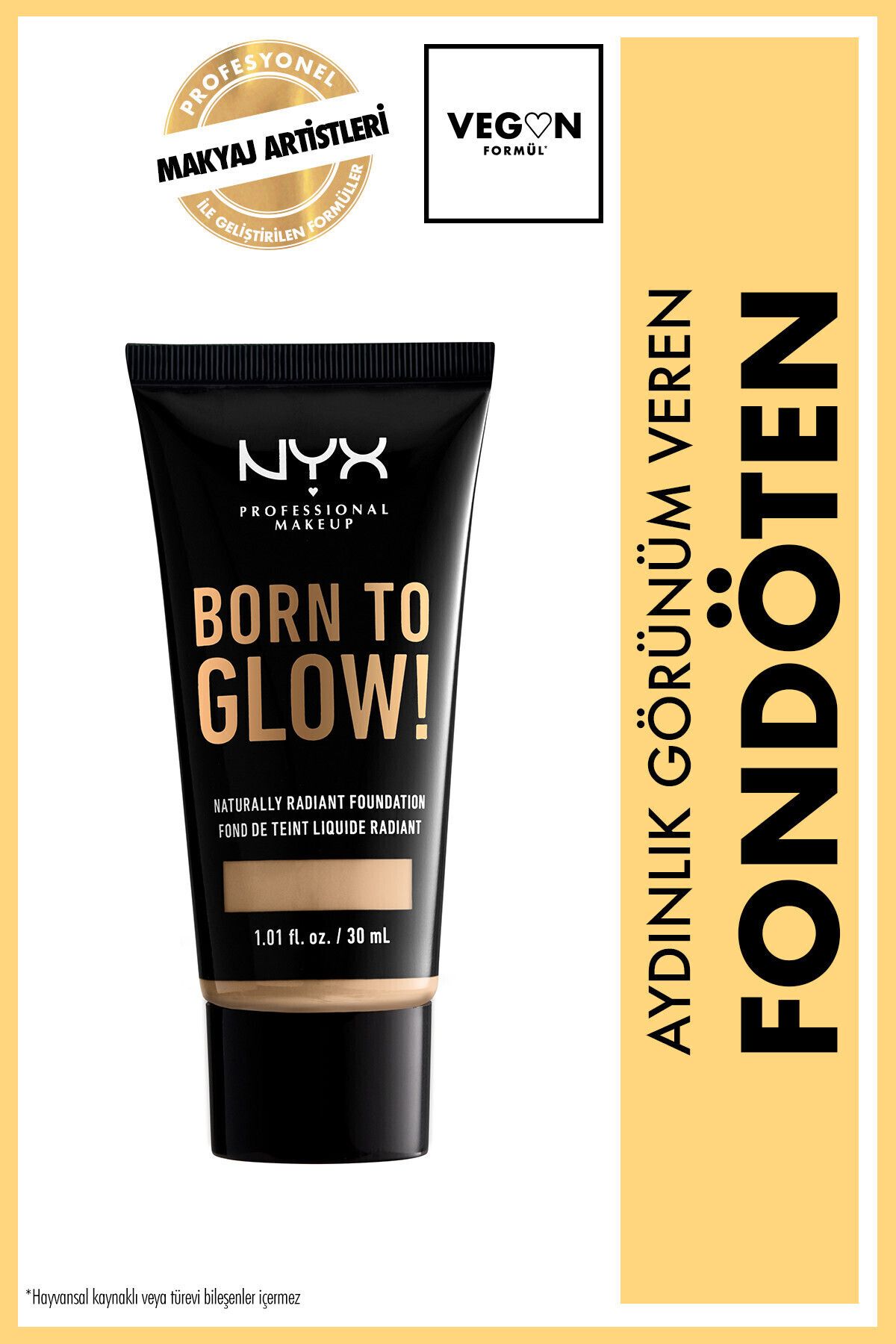 NYX Professional Makeup Born To Glow! Naturally Radıant Foundatıon 6.3 - Warm Vanilla
