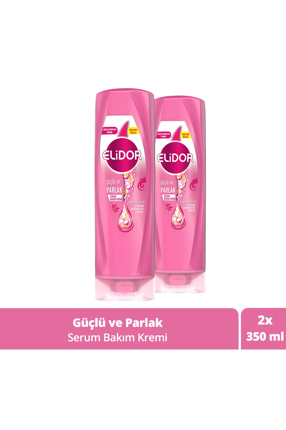 Elidor Superblend Serum Bakım Kremi Güçlü Ve Parlak E Vitamini Makademya Yağı & Keratin 350 ml X2