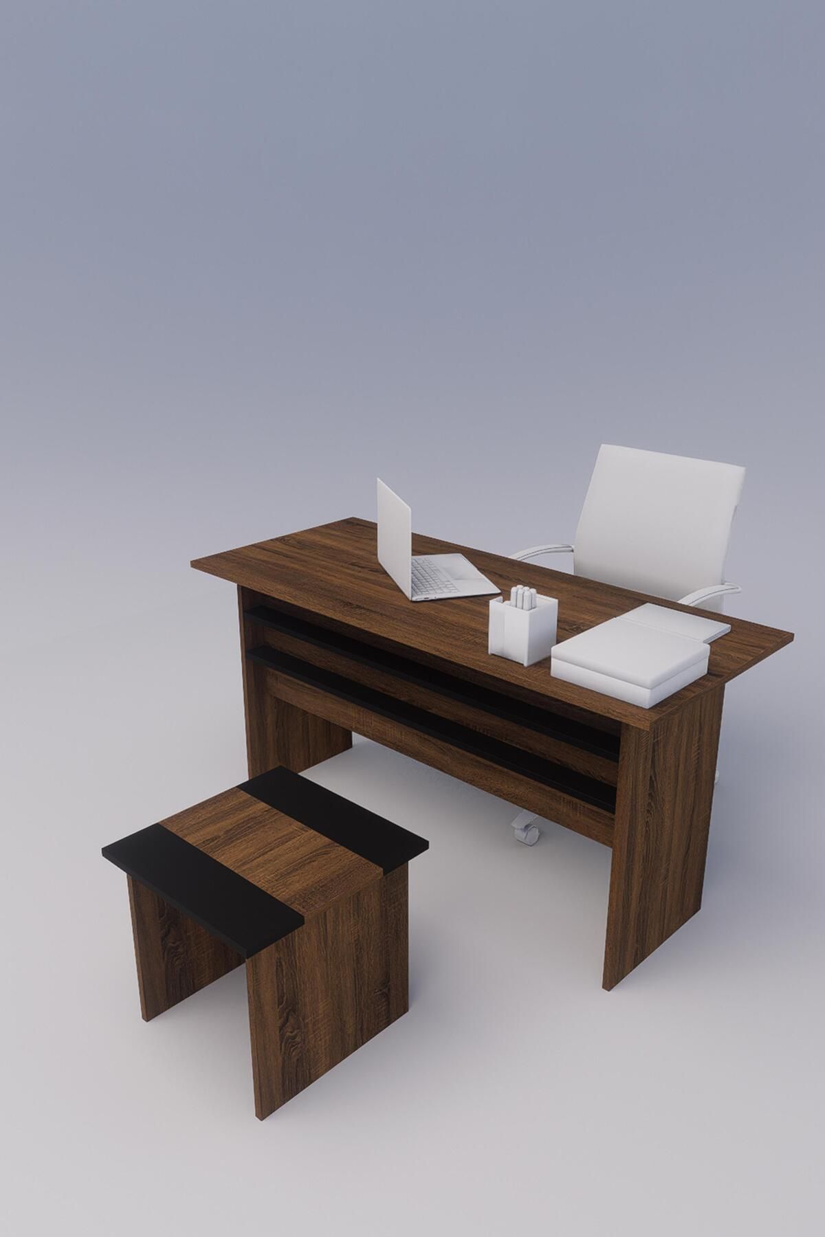 KODIGU Ofis Masası - Ofisdesk - Çalışma Masası - Makam Odası Set - Ofis Masası Ve Sehpa Ceviz