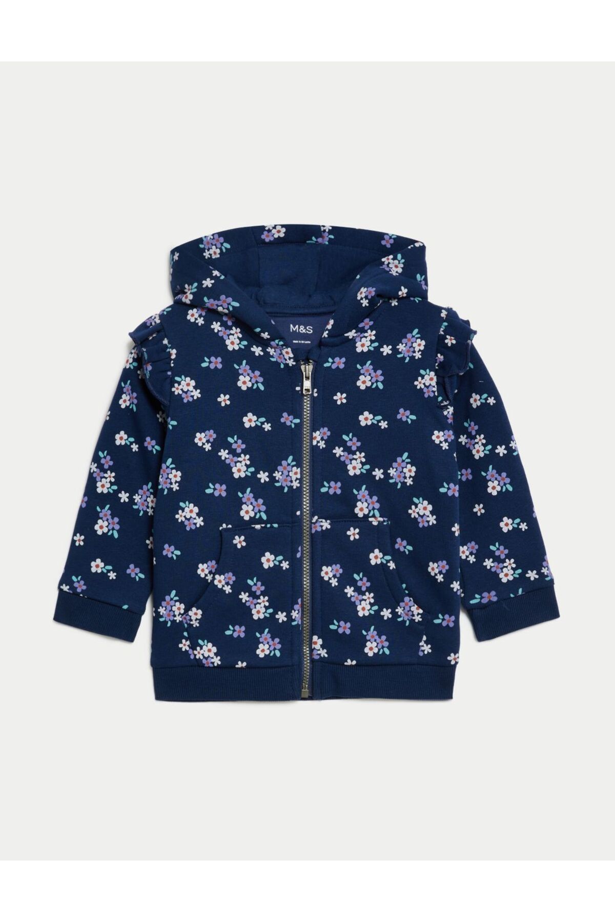 Marks & Spencer Çiçek Desenli Kapüşonlu Sweatshirt (0-3 yaş)