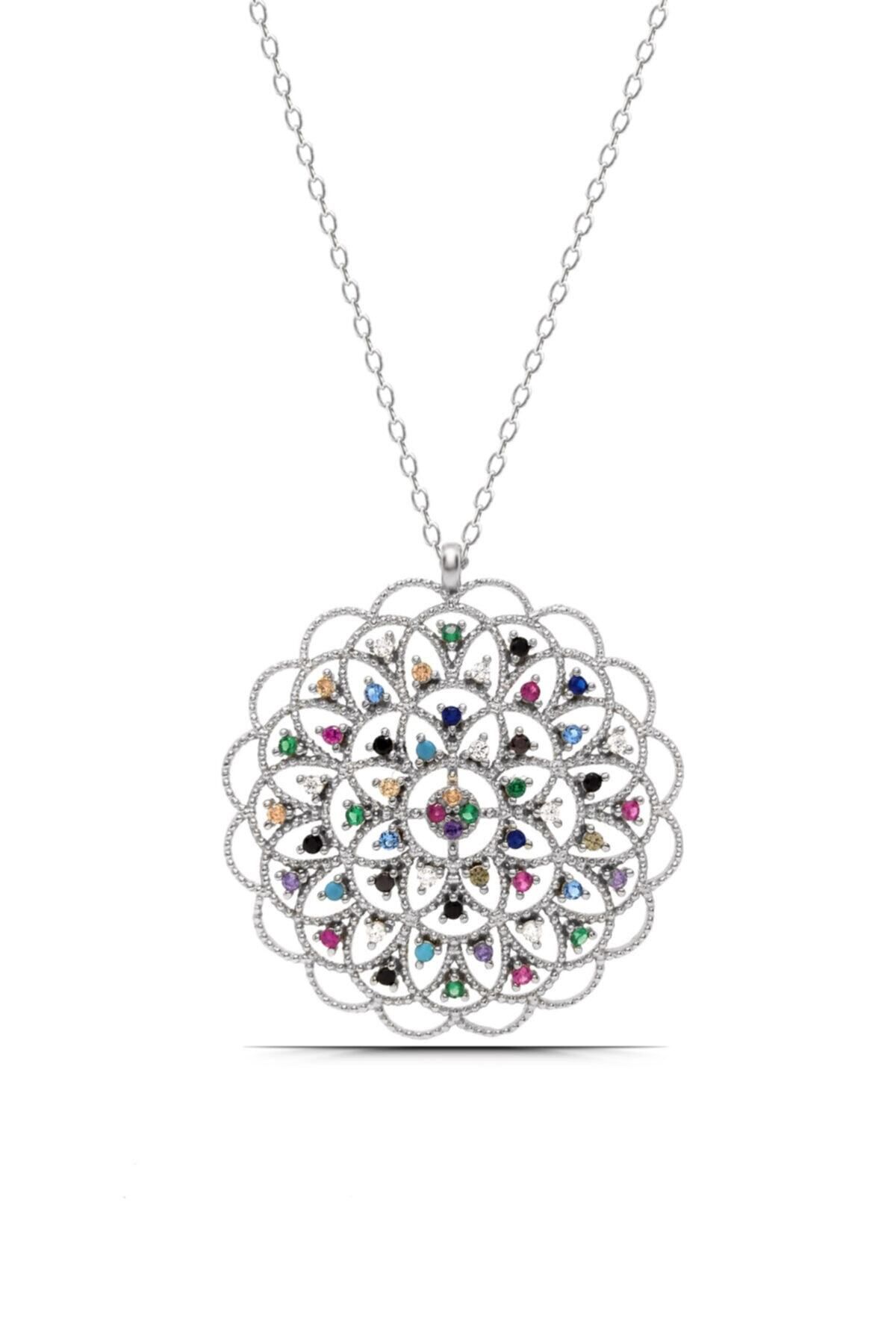 Parmas Design Kadın Yaşam Çiçeği Madalyon Gümüş Kolye