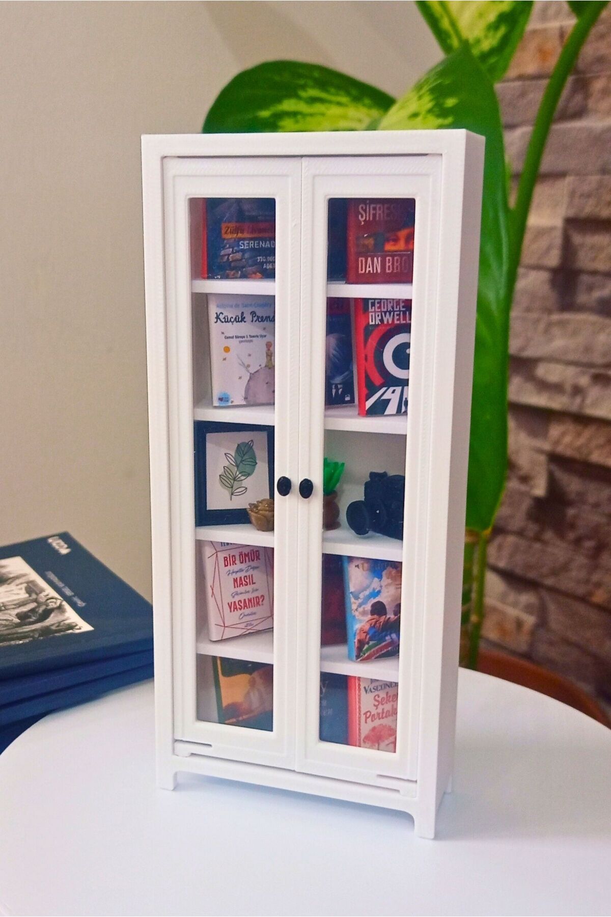 Piyo Design Tarzı Minyatür Kitaplık - Ev Dekorasyonu -Hediye Fikri - Minyatür Ev Dekoru- Gift Bookcase