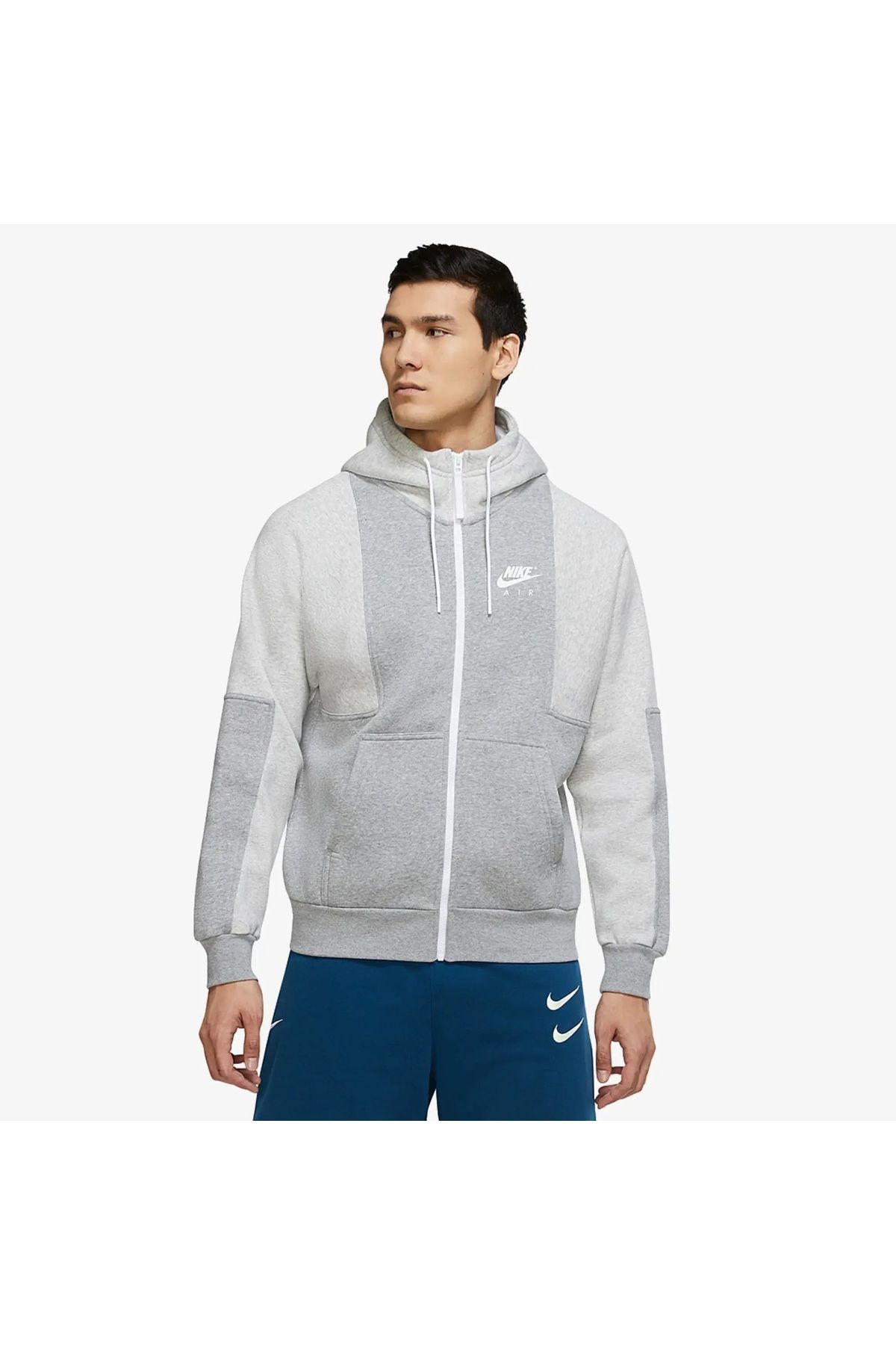 Nike Sportswear Air BB Kapüşonlu Üst, Air Gri Kapüşonlu Polar Ceket, Spor Polar Ceket