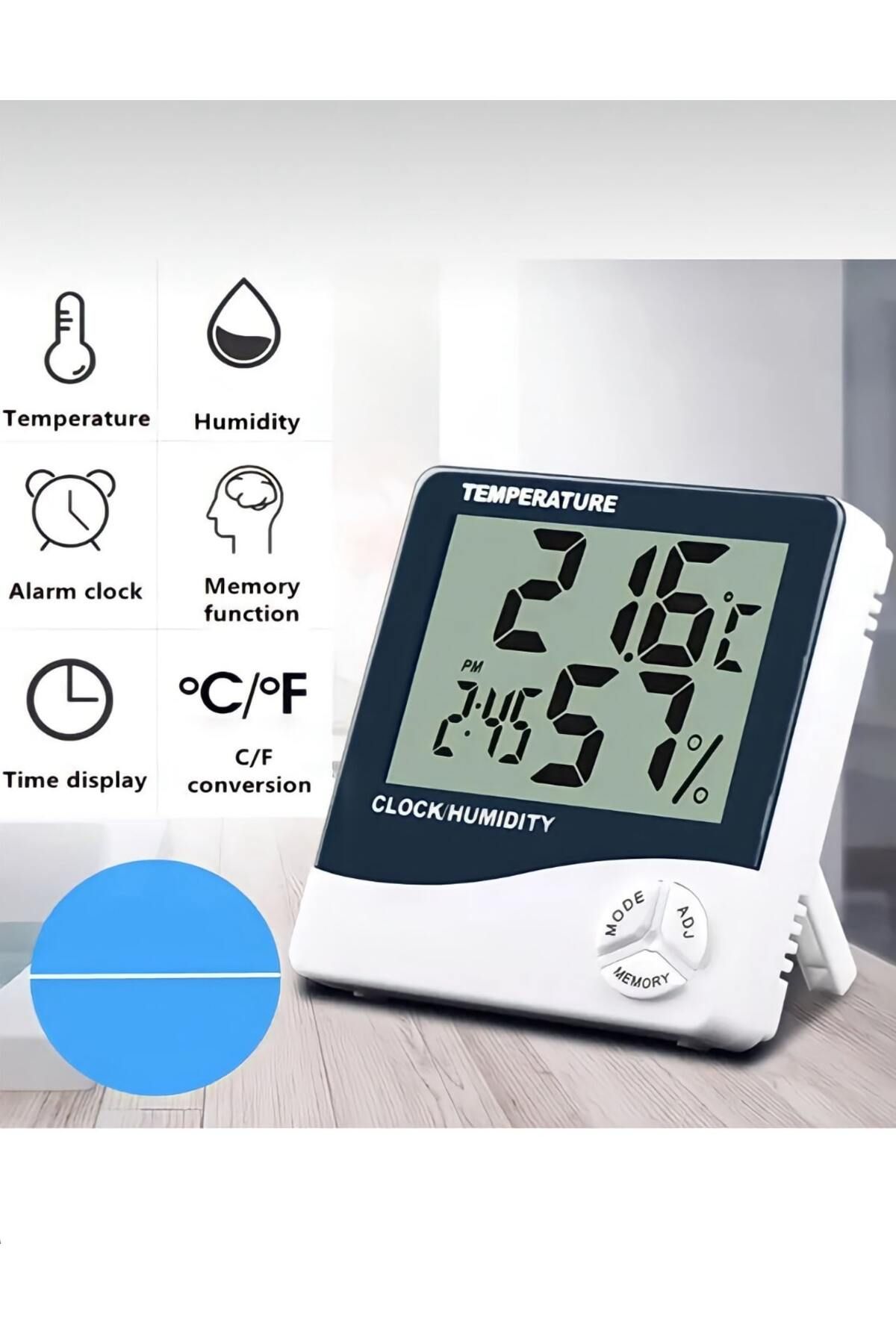 Mi-ÇA HOME Dijital oda Termometresi Sıcaklık Ve Nem Ölçer Masa Saati Alarm